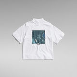 G-Star RAW® Eye Dye Boxy Mock V-Neck T-Shirt White