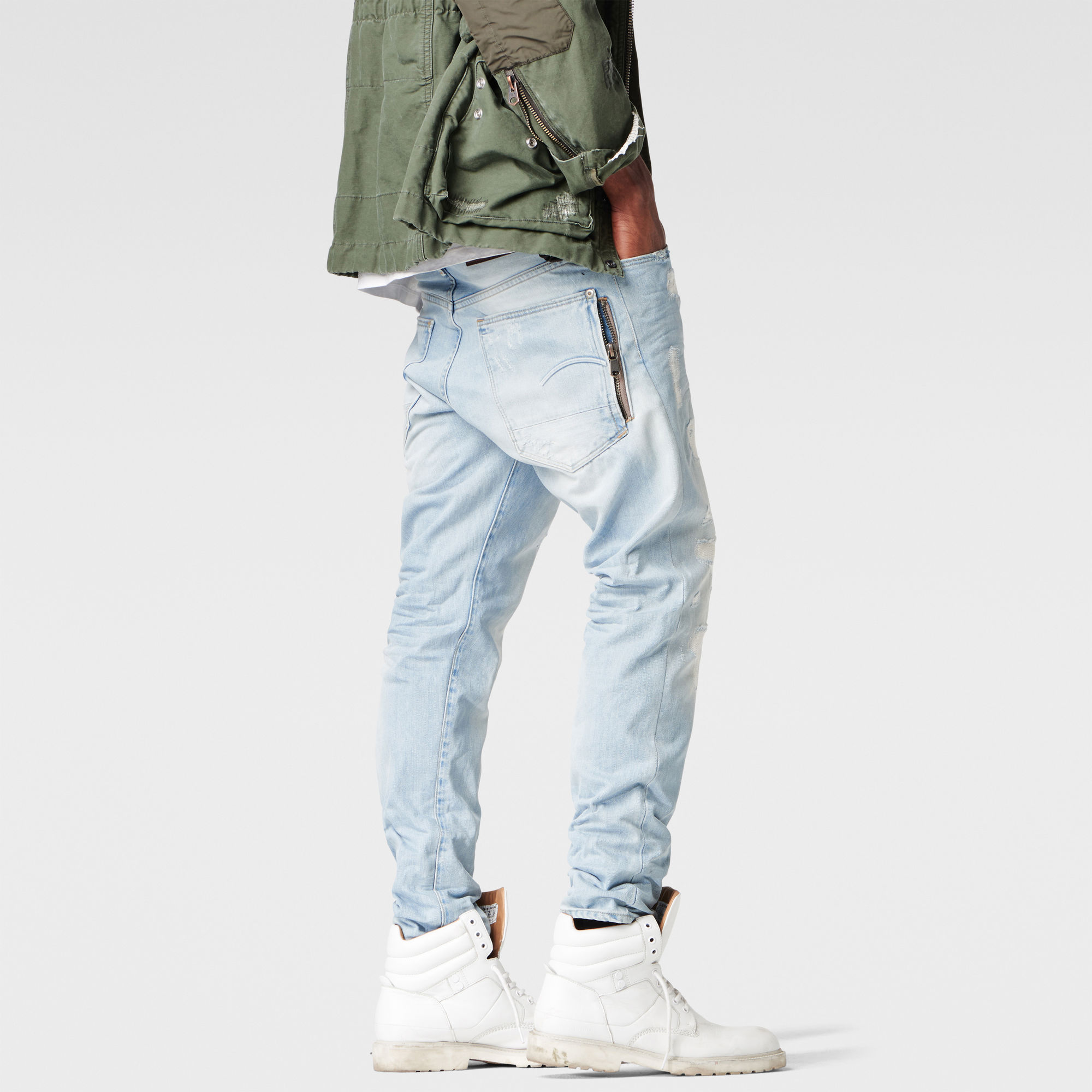 light blue tapered jeans