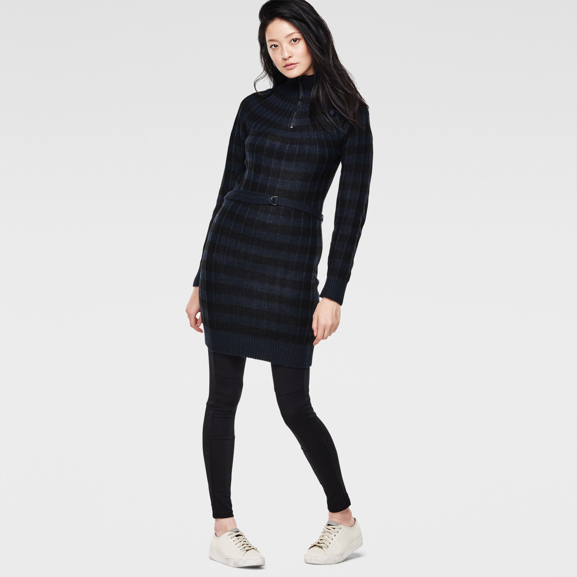 dark blue turtleneck outfit
