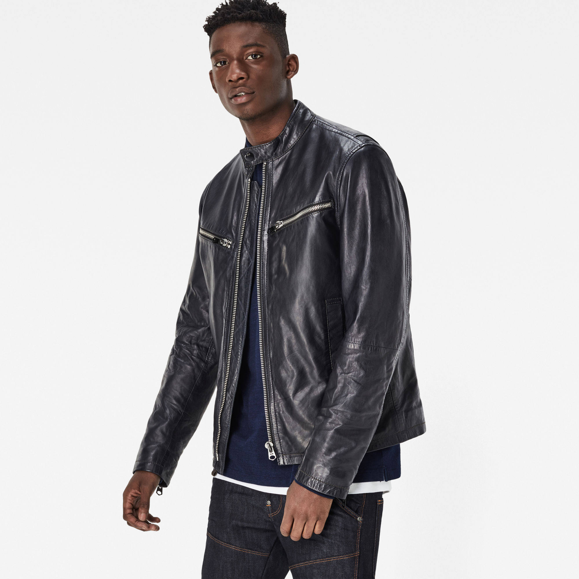 Mower Leather Jacket | Mazarine Blue | Men | G-Star RAW®