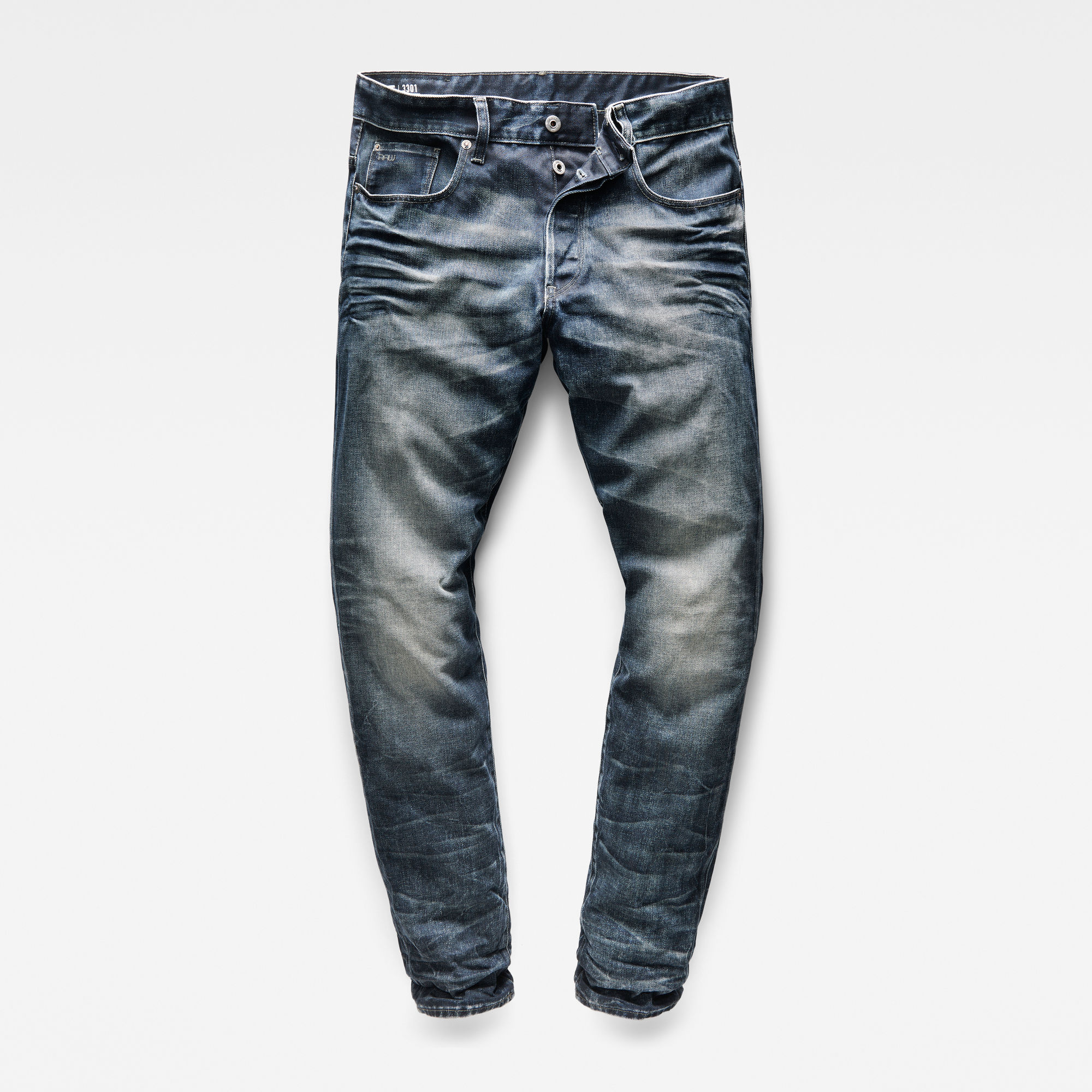 dark blue tapered jeans