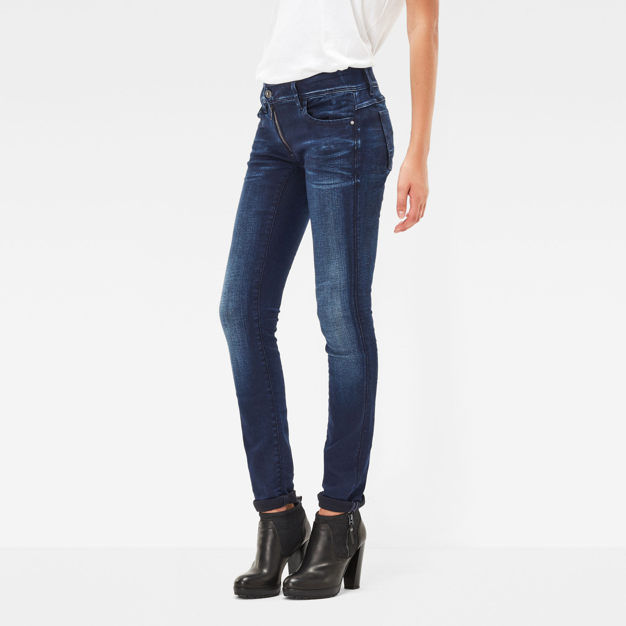 Lynn Zip Mid Waist Skinny Jeans | Women | Dark blue | G-Star RAW®