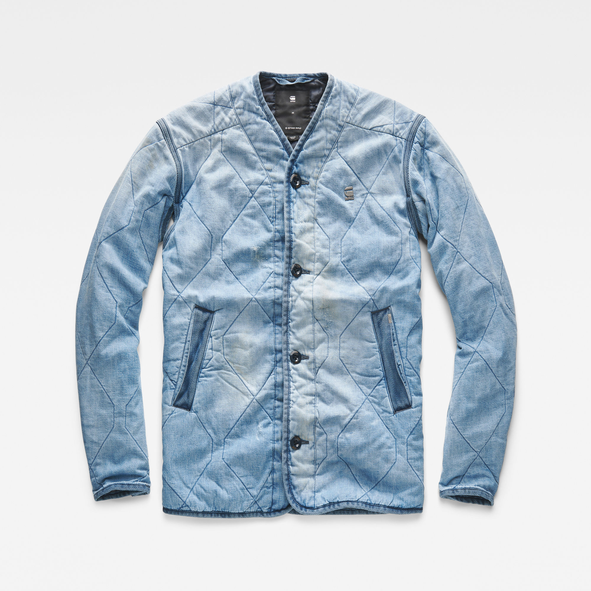 Liner M Cropped Quilted Overshirt | Light blue | G-Star RAW®