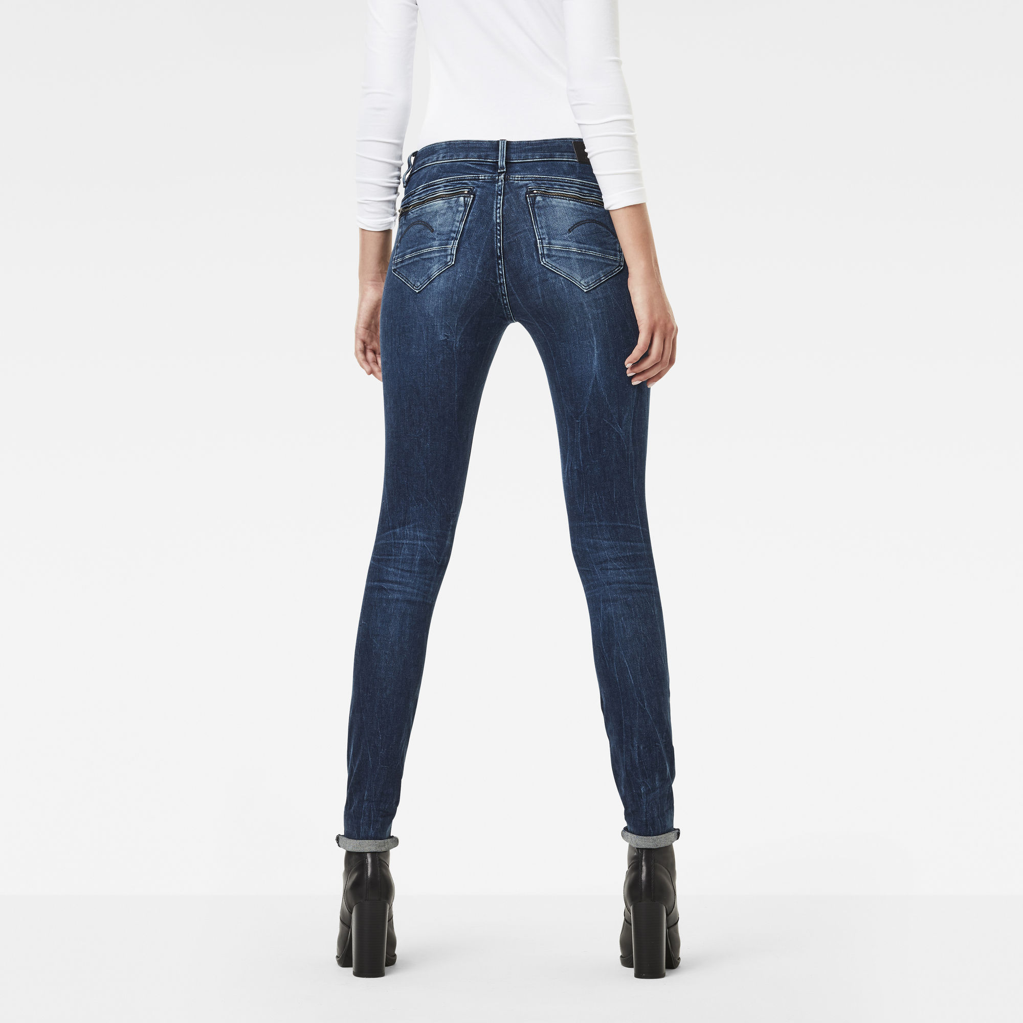 Midge Zip Mid Waist Skinny Color Jeans | Dark blue | G-Star RAW®