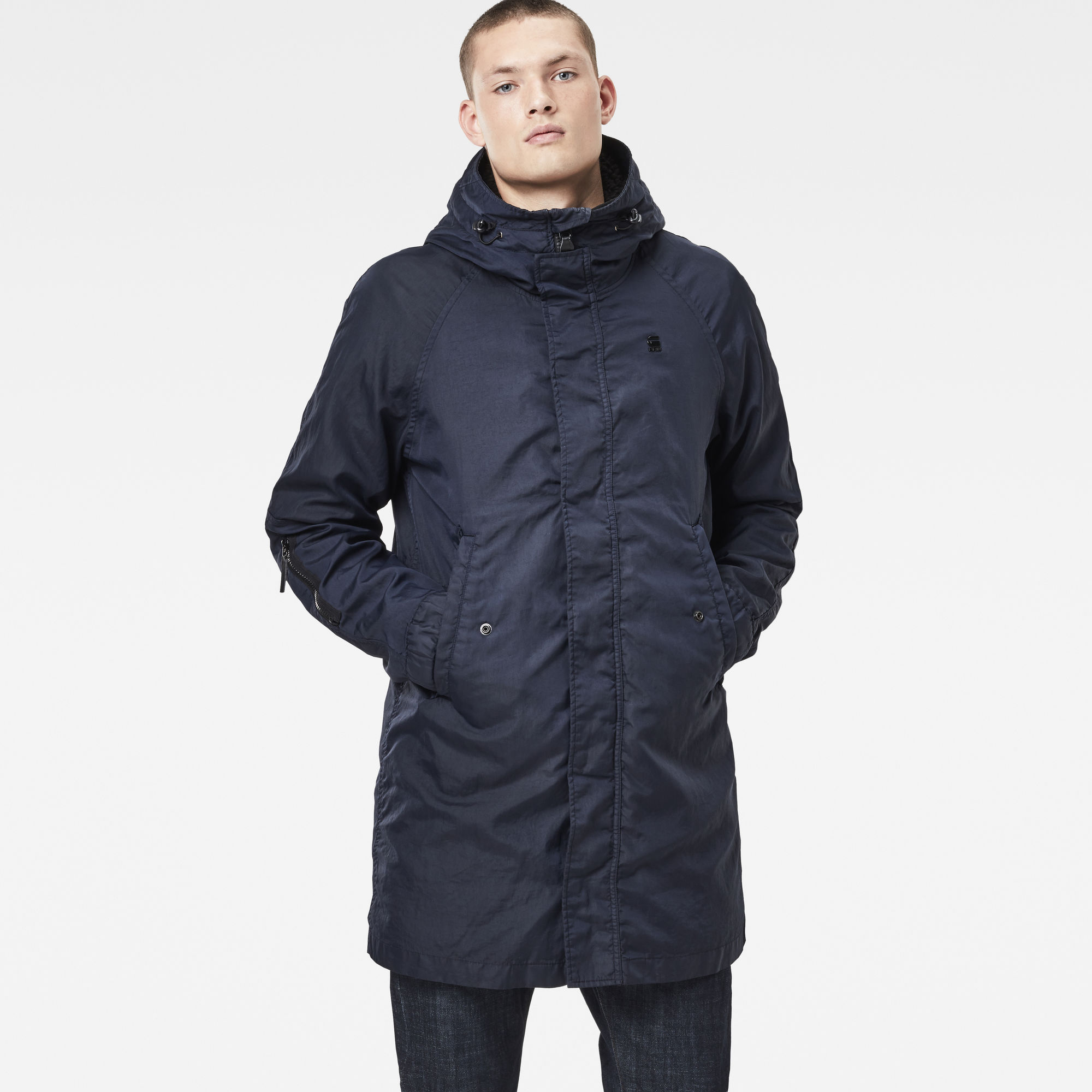 dark blue parka jacket