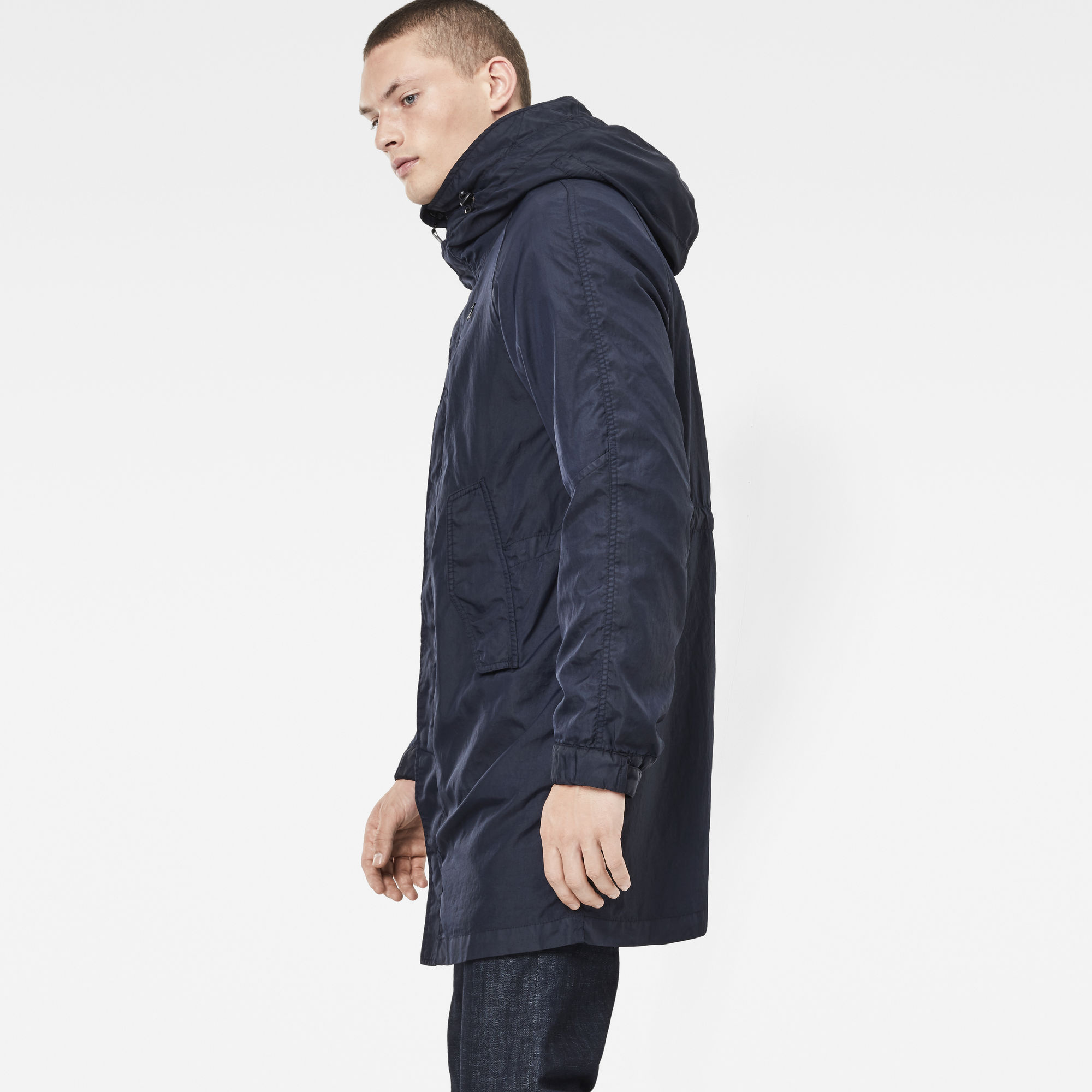 dark blue parka jacket