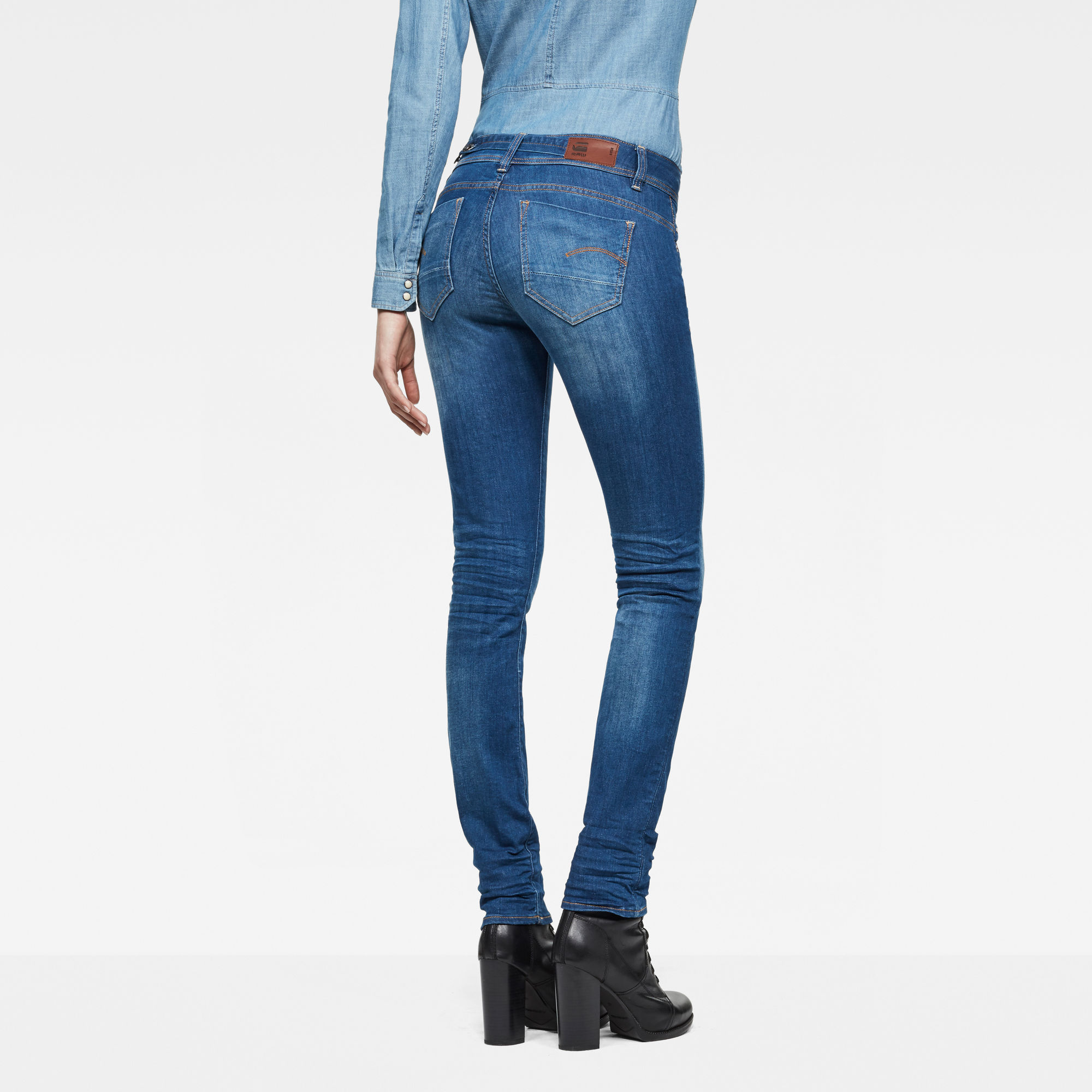 Midge Saddle Mid Waist Straight Jeans | Medium blue | G-Star RAW®