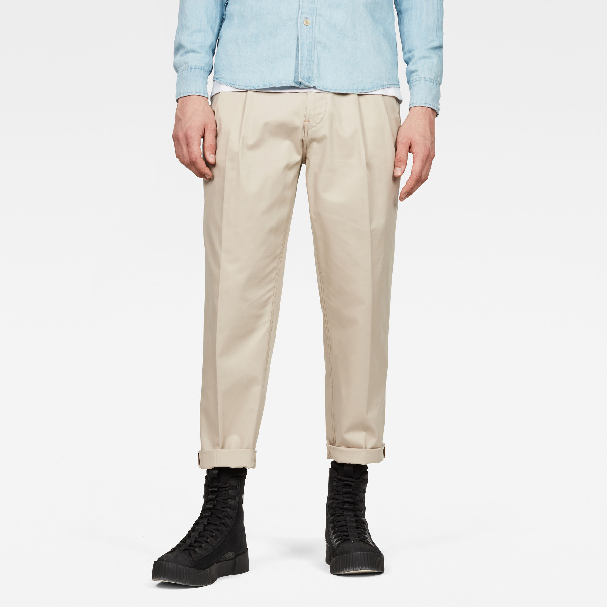 Bronson Pleated Relaxed Tapered Chino Beige GStar RAW®