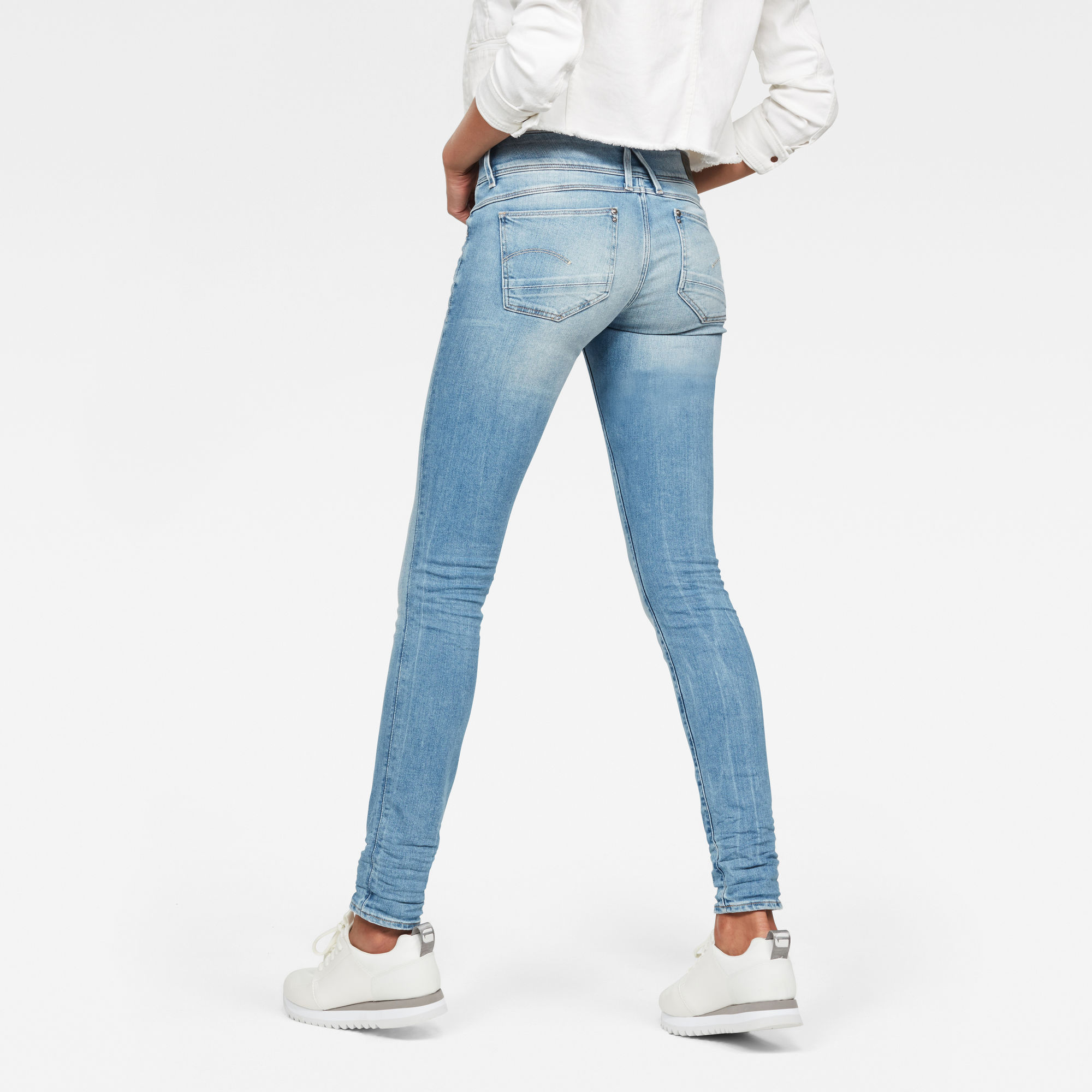 Lynn Mid Waist Skinny Jeans Midden Blauw G Star Raw