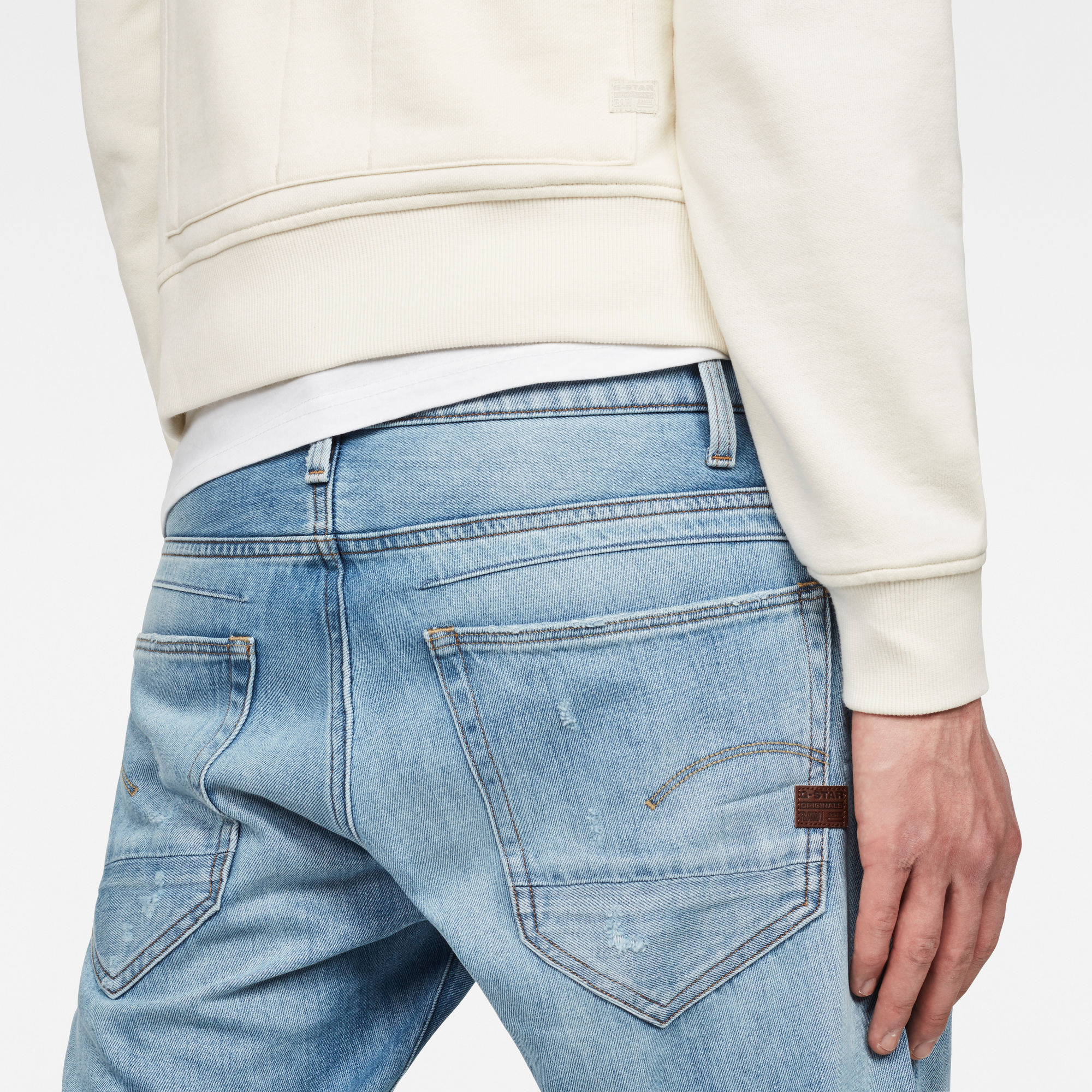 light blue tapered jeans