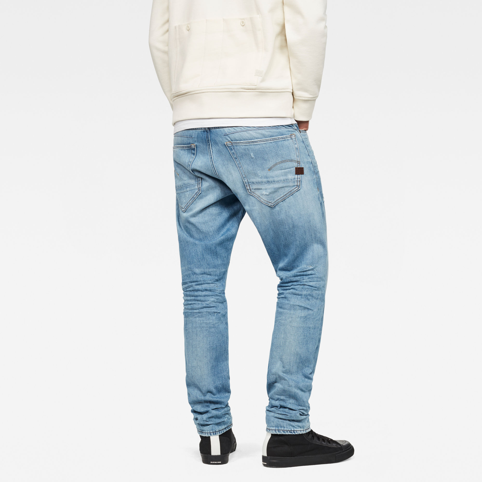 light blue tapered jeans