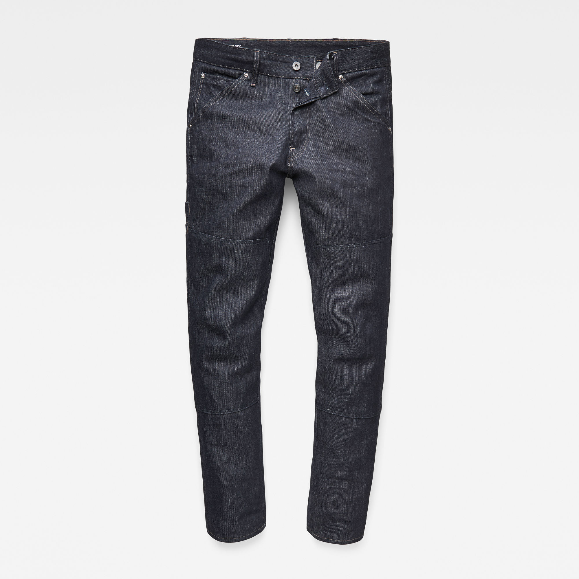 dark blue tapered jeans