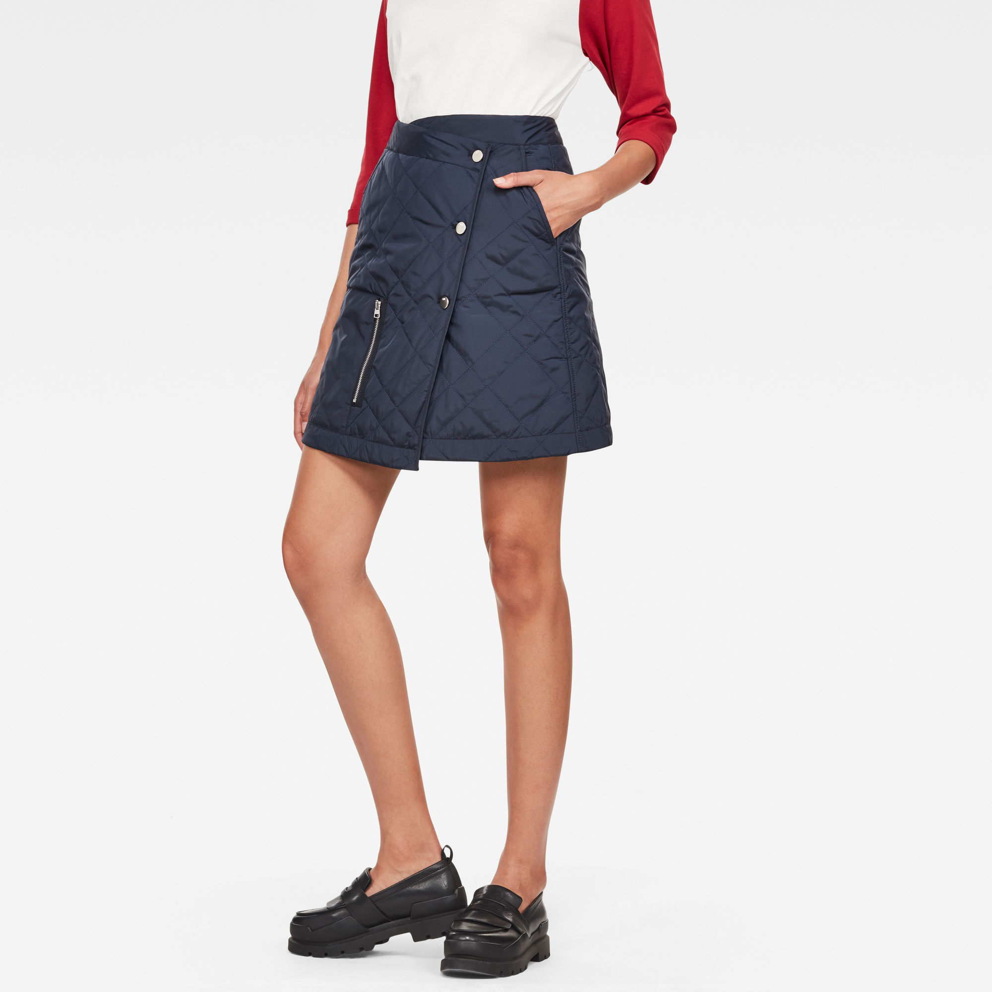 Powel Quilted Wrap Skirt Dark blue GStar RAW® US