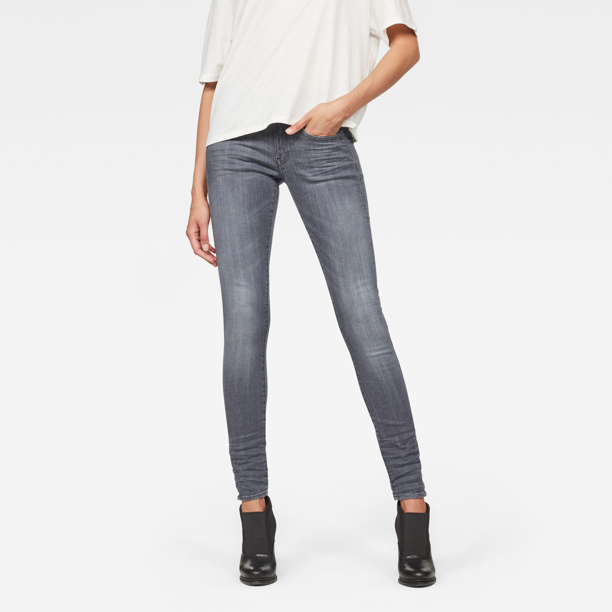 Lynn D-Mid waist Super Skinny Jeans | Grey | G-Star RAW®