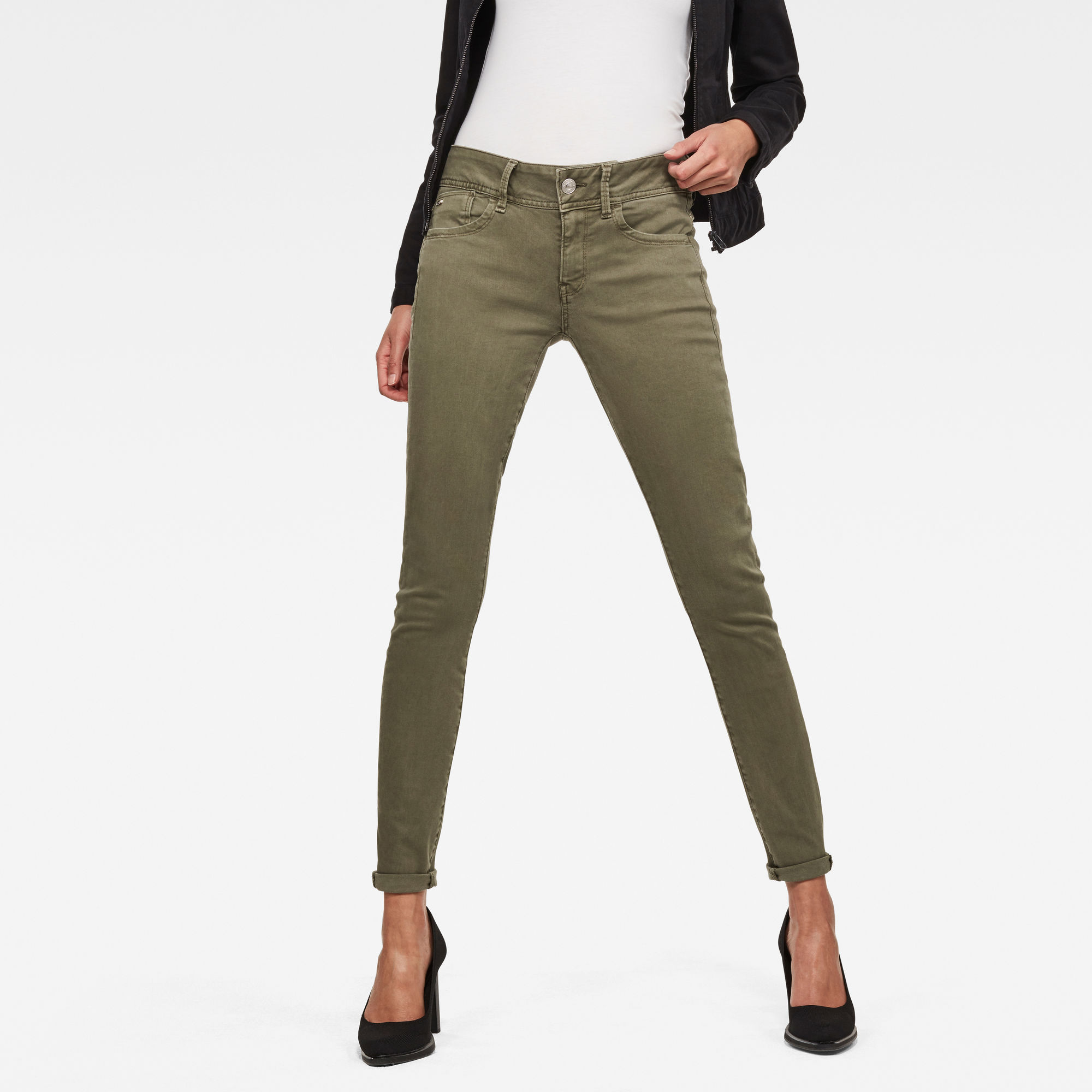 Lynn Mid Waist Skinny Colored Jeans | Green | G-Star RAW®