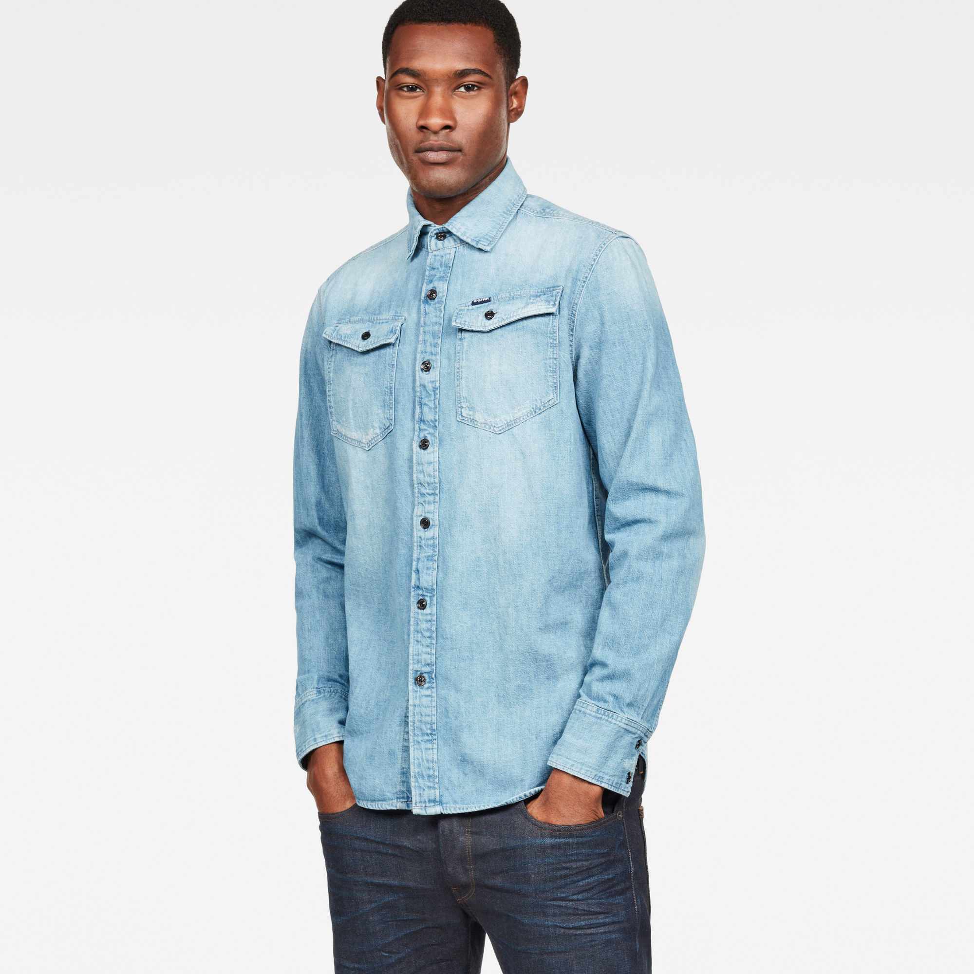 Tacoma Slim Shirt | Medium blue | G-Star RAW®