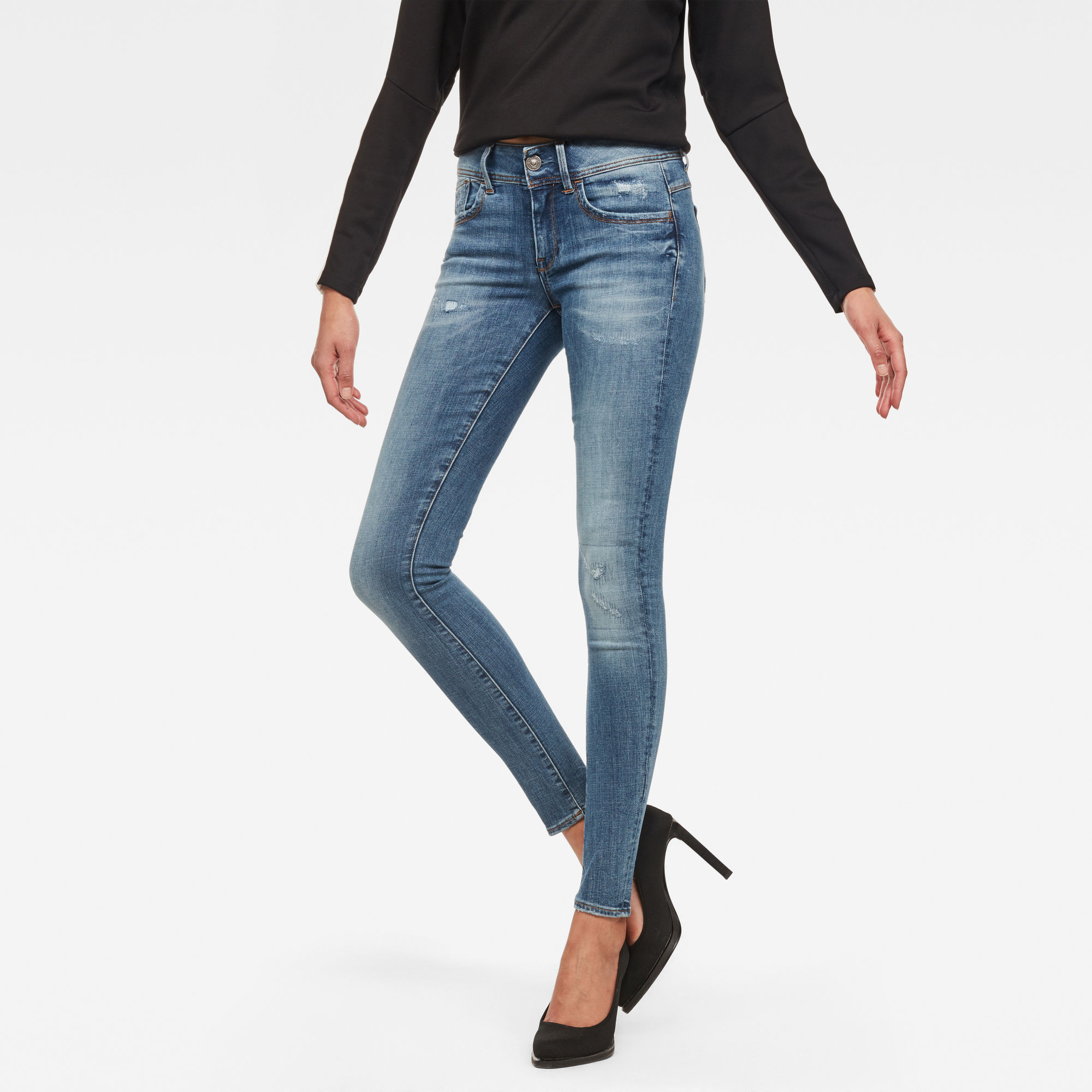 Lynn D-Mid Waist Super Skinny Jeans | Medium blue | G-Star RAW®