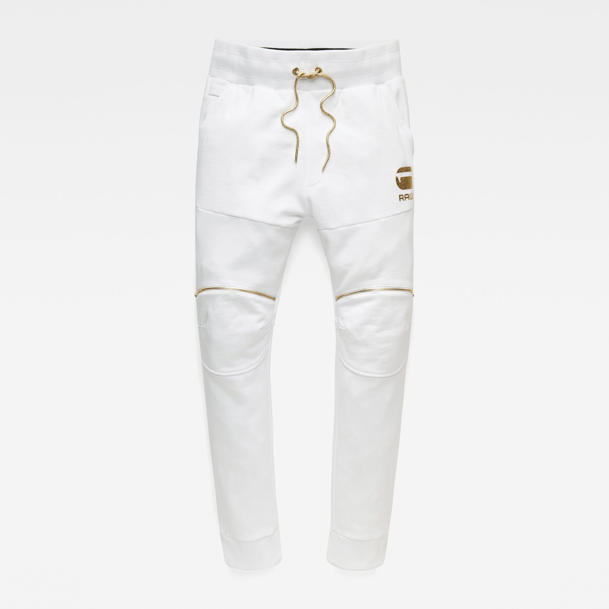 white and gold sweatpants