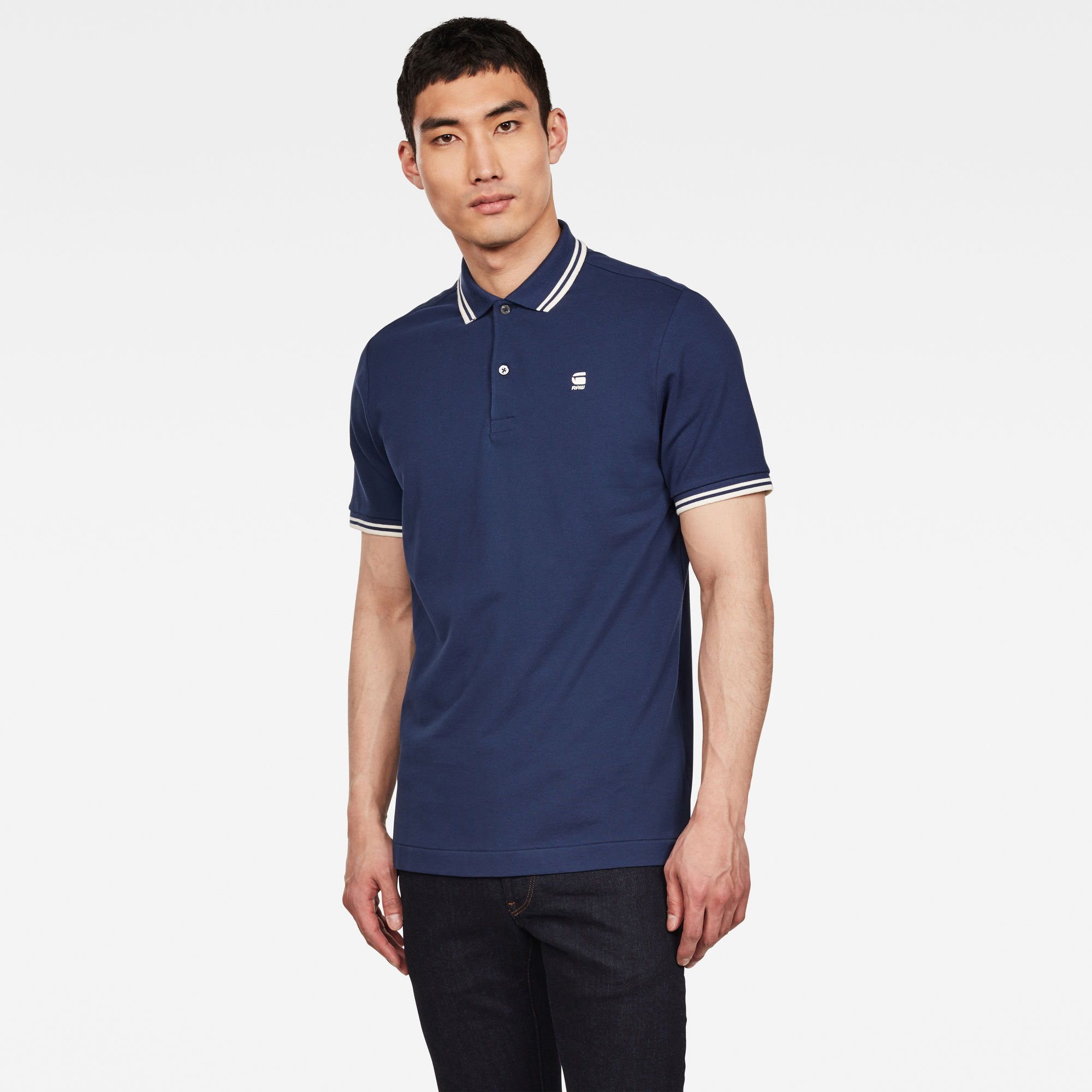 Dunda Slim Stripe Polo | Dark blue | G-Star RAW®