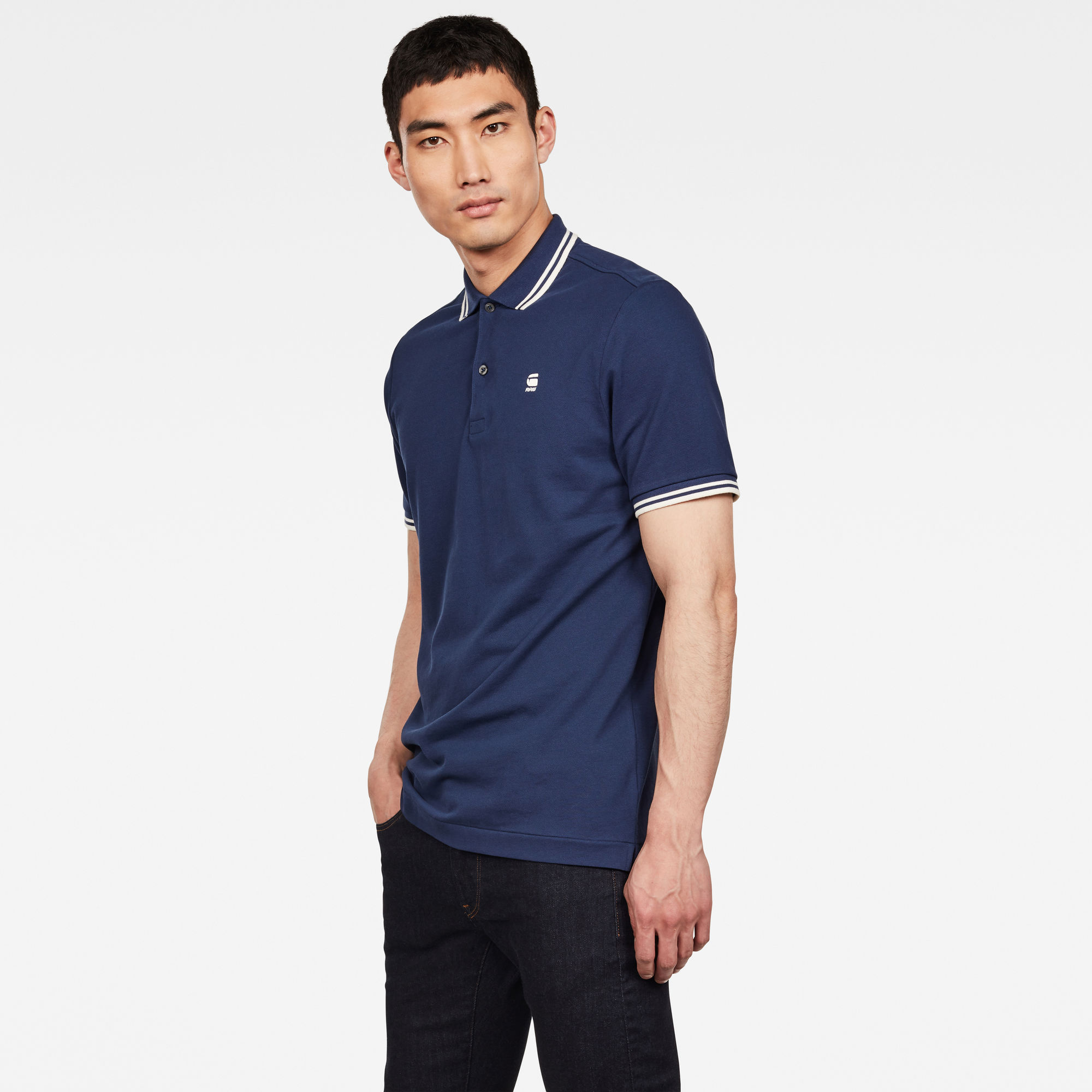 Dunda Slim Stripe Polo | Dark blue | G-Star RAW®