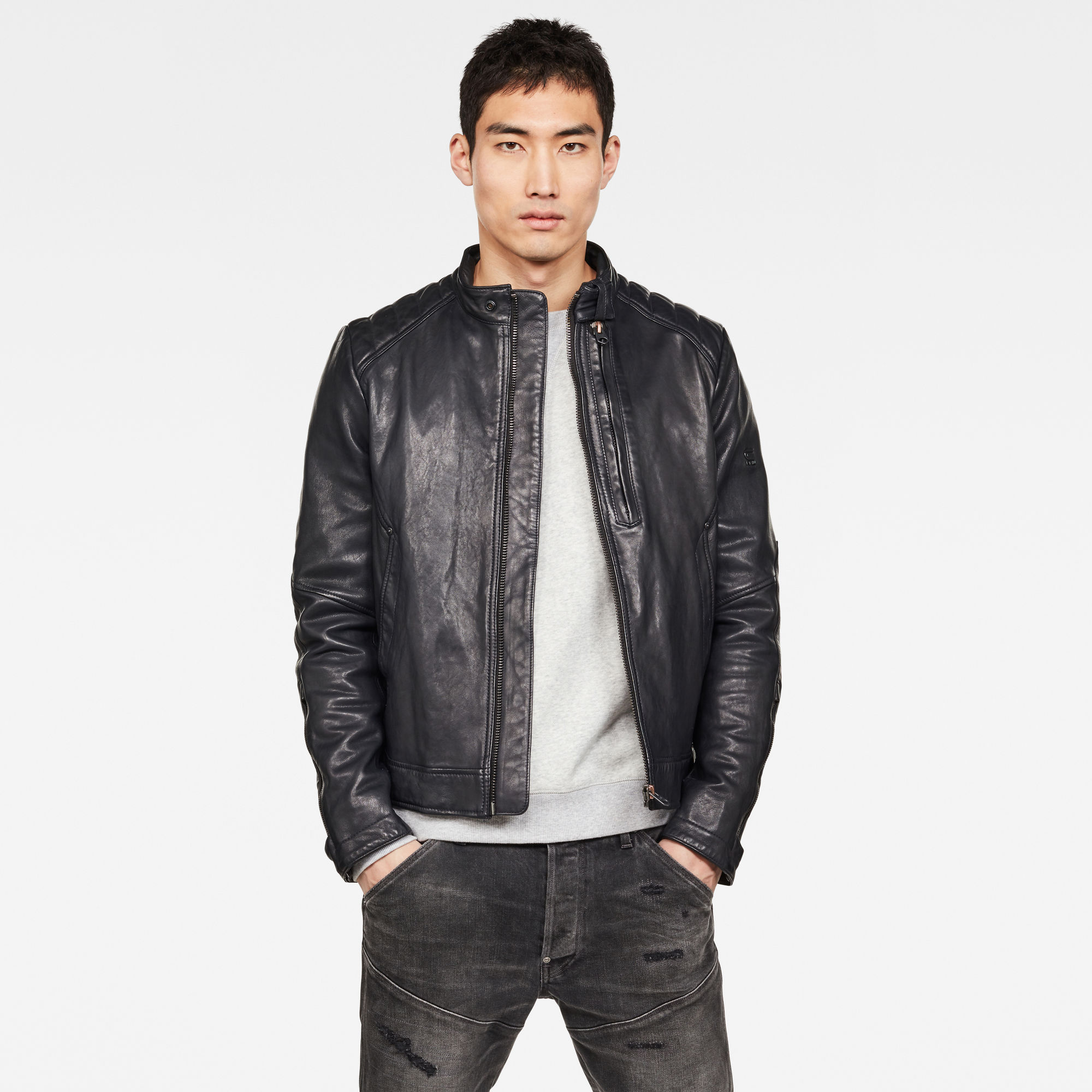 Biker Leather Jacket | Dark blue | G-Star RAW®