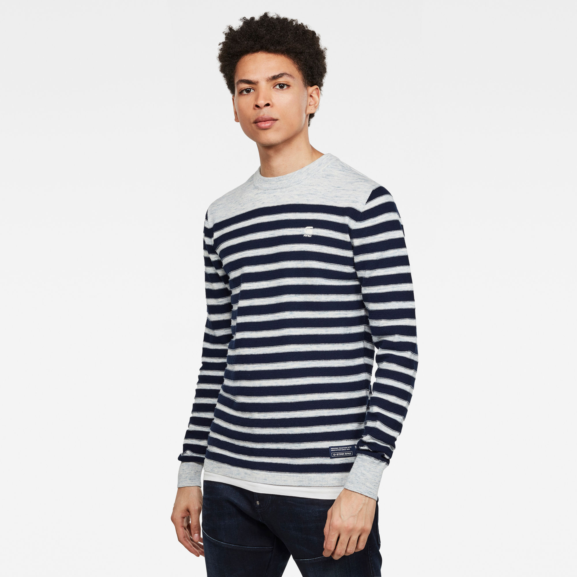 Stripe Crew Neck Knitted Sweater | Light blue | G-Star RAW®