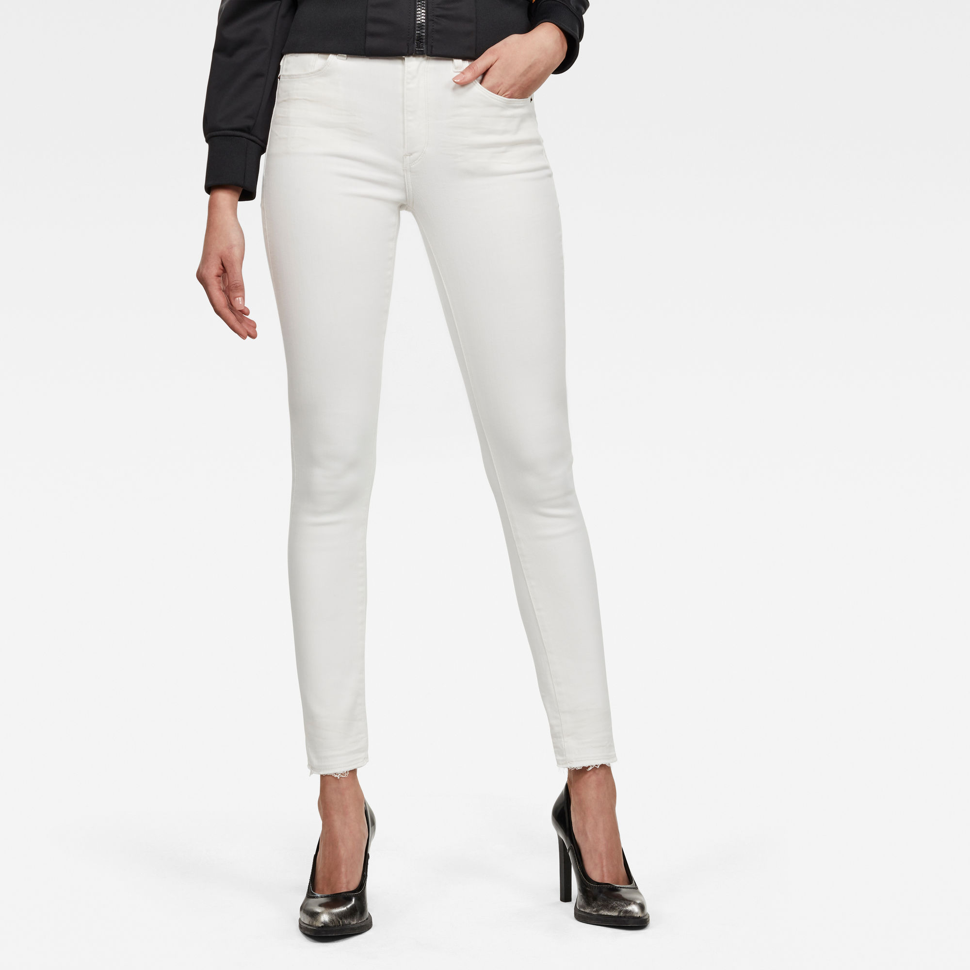 3301 High Skinny Ripped Edge Ankle Jeans White GStar RAW®