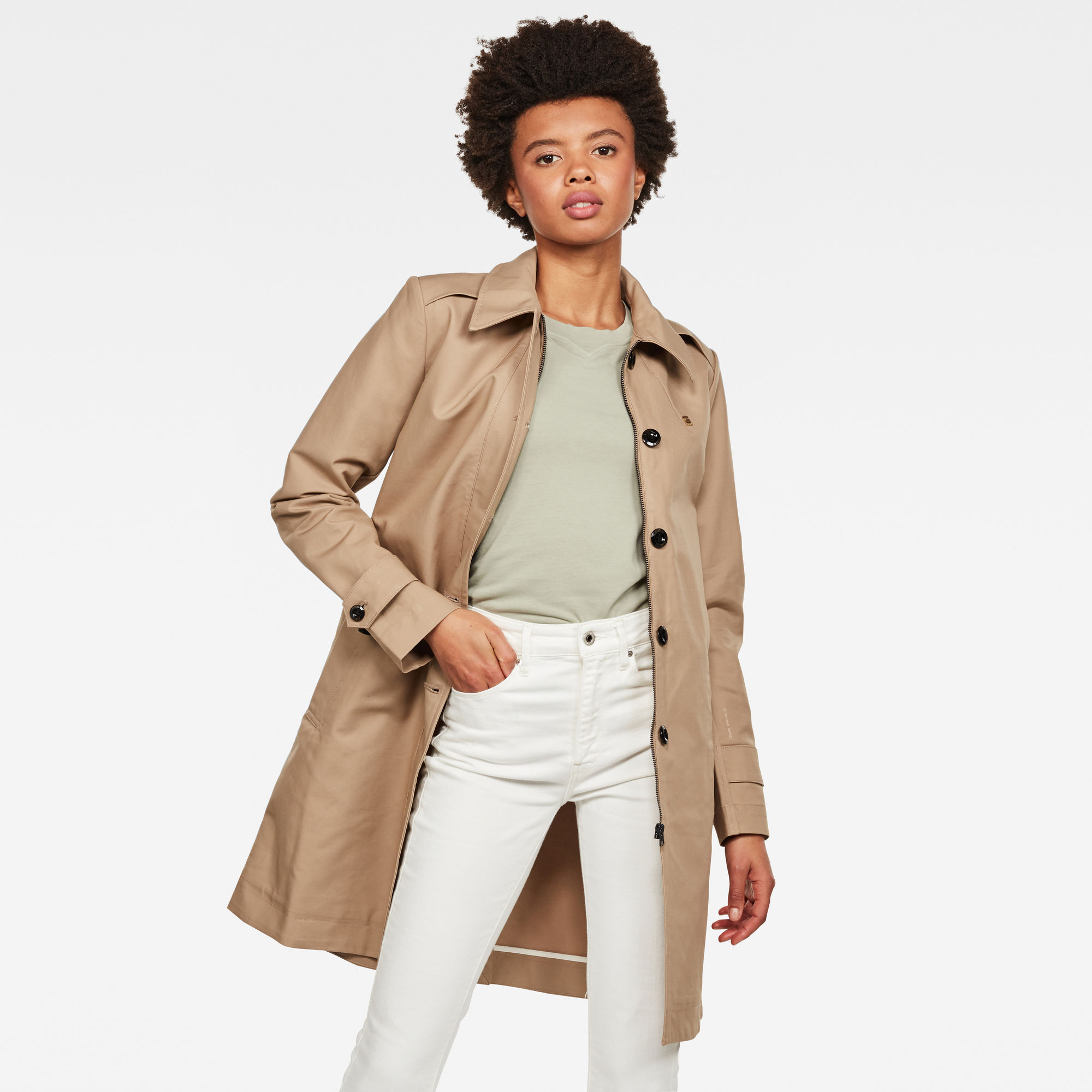 Plumas Largo Mujer Trench Slim Minor | Vert | RAW Abrigo G Star Mujer