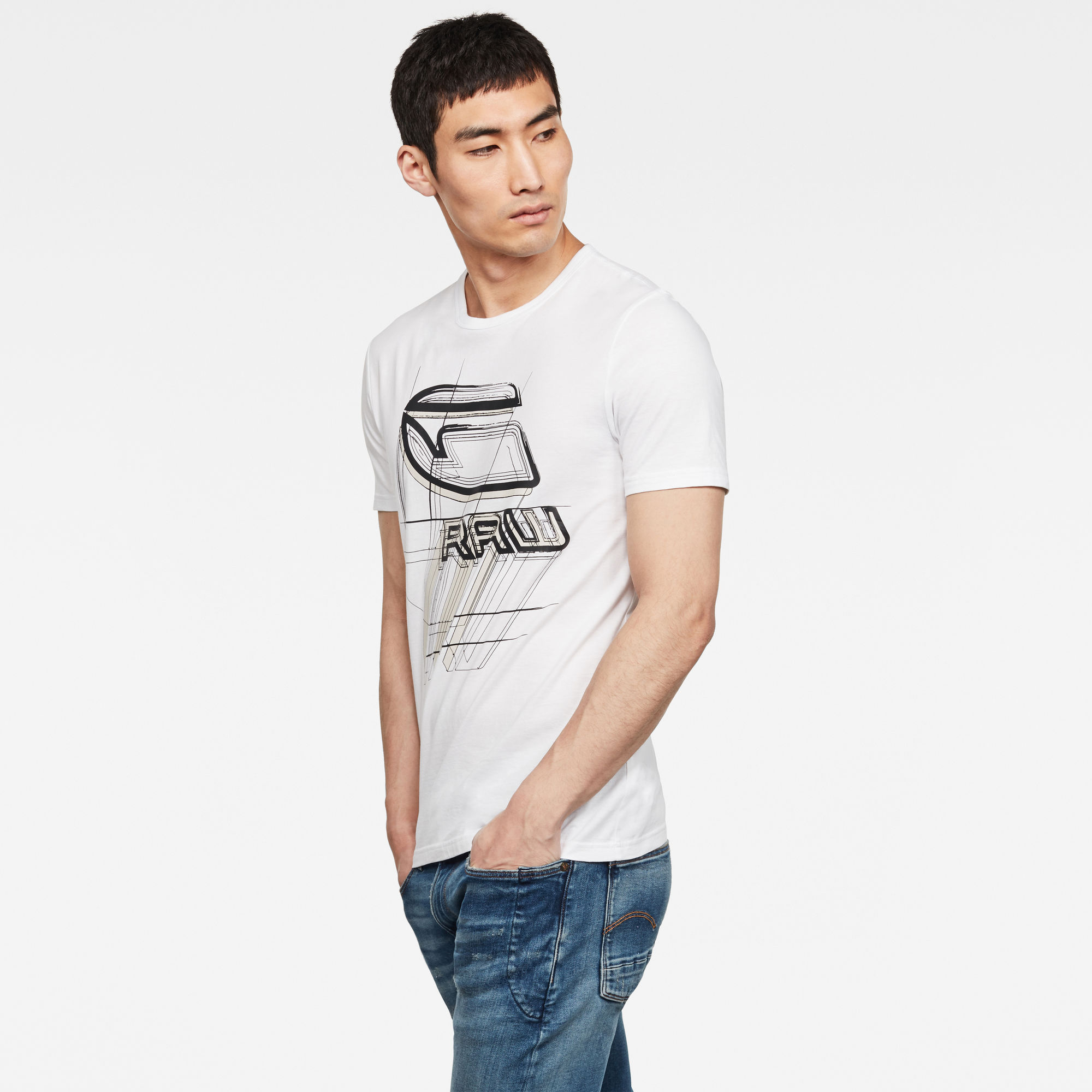 Perspective Logo GR Slim T-Shirt | White | G-Star RAW®