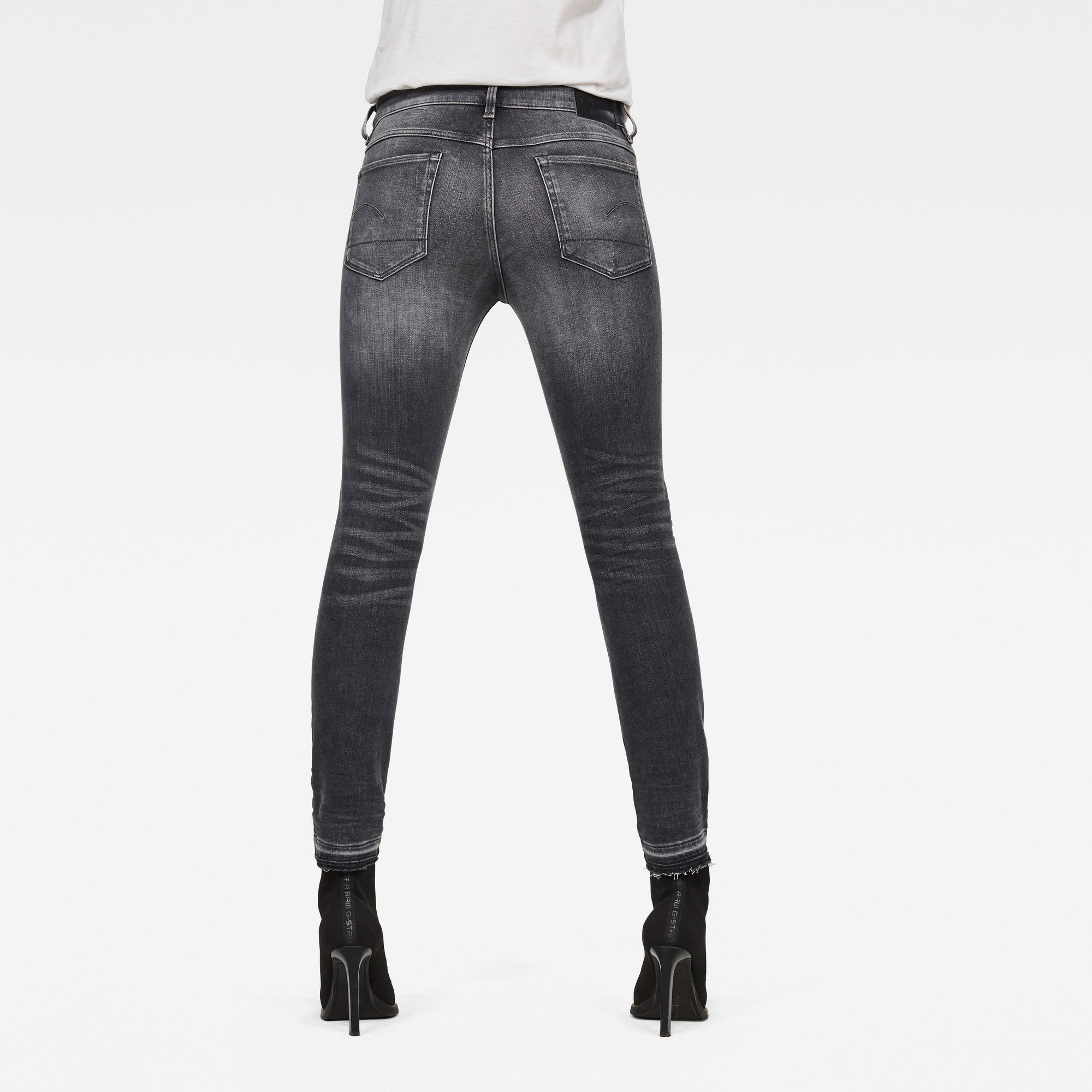 3301 Mid Skinny Ripped Edge Ankle Jeans | Grey | G-Star RAW®