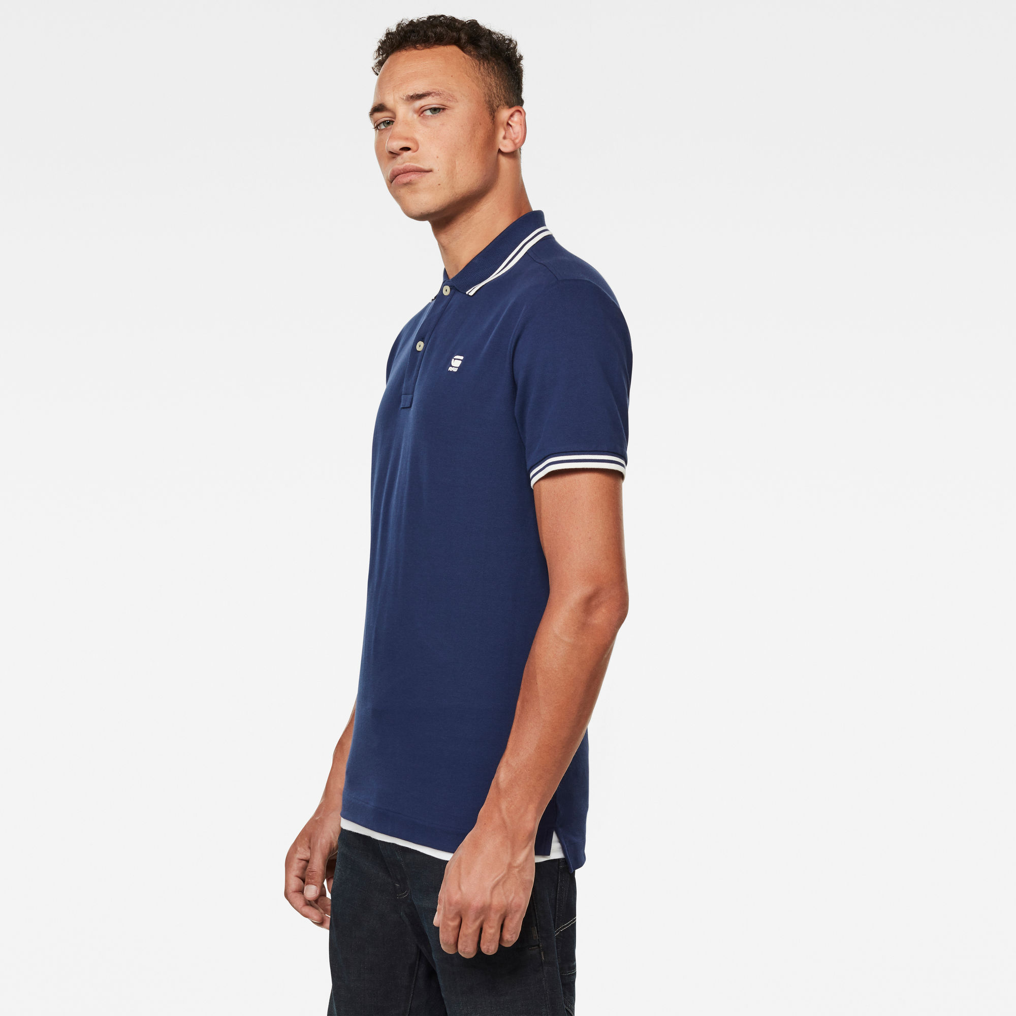 Dunda Slim Stripe Polo | Dark blue | G-Star RAW®