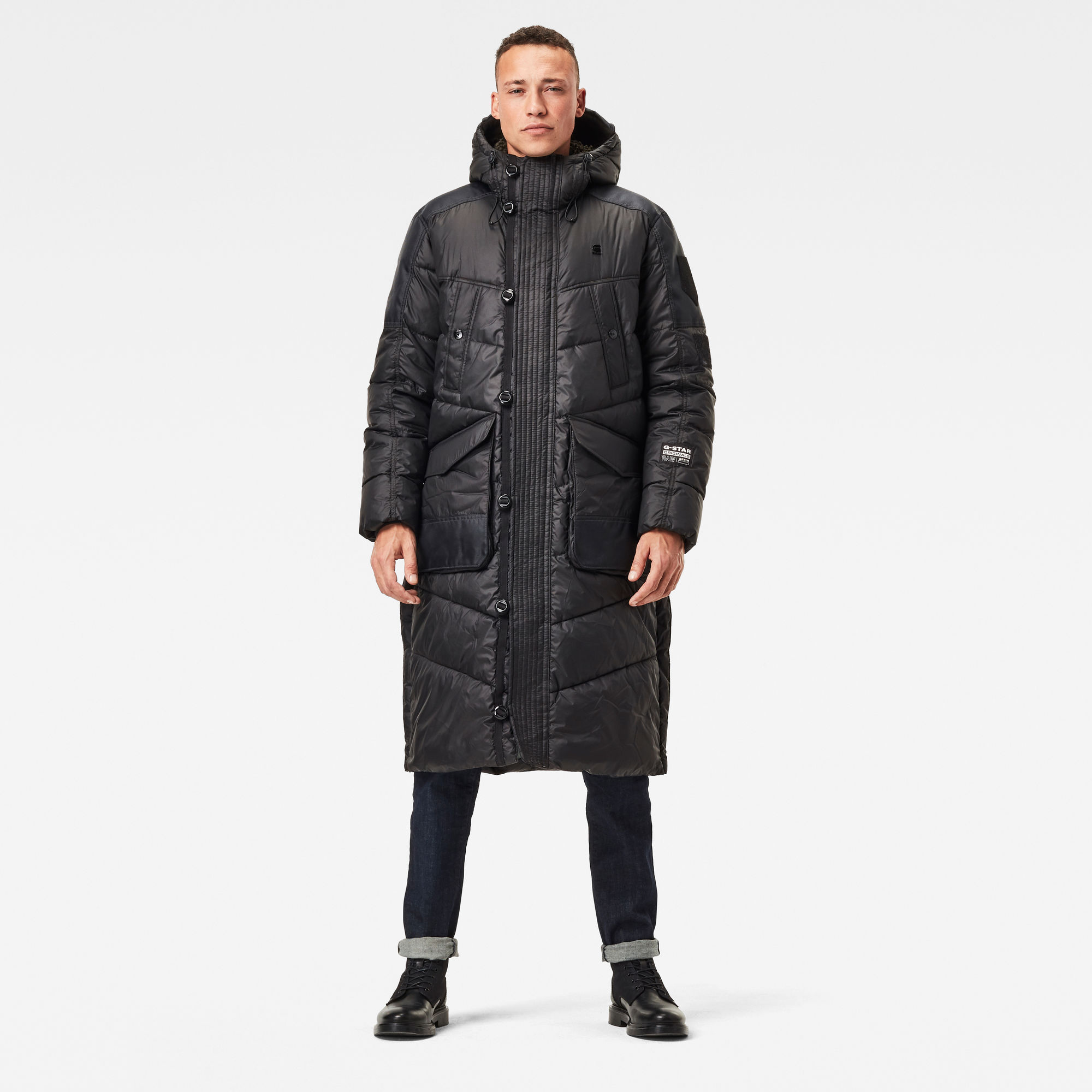 Utility Quilted Hooded Extra Long Parka Black G Star Raw®