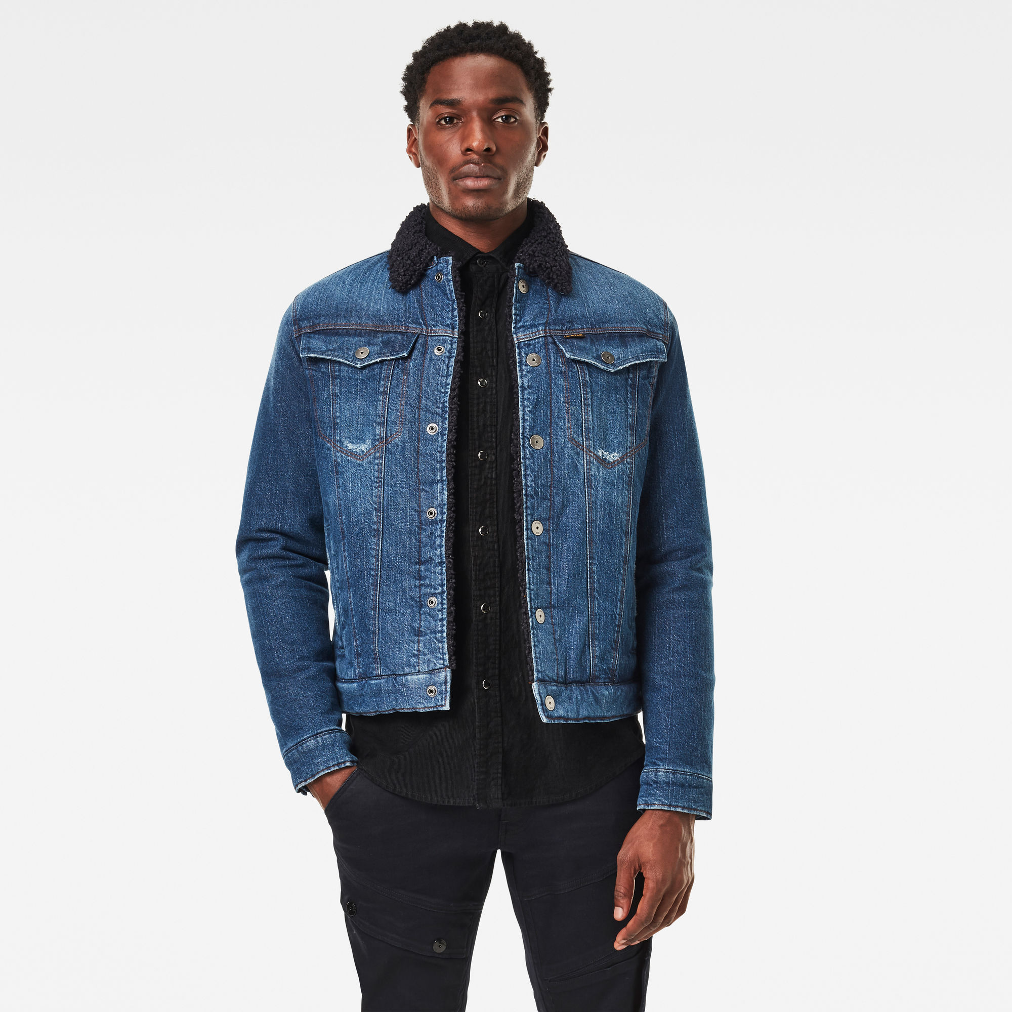 3301 Slim Sherpa jacket | Medium blue | G-Star RAW® US