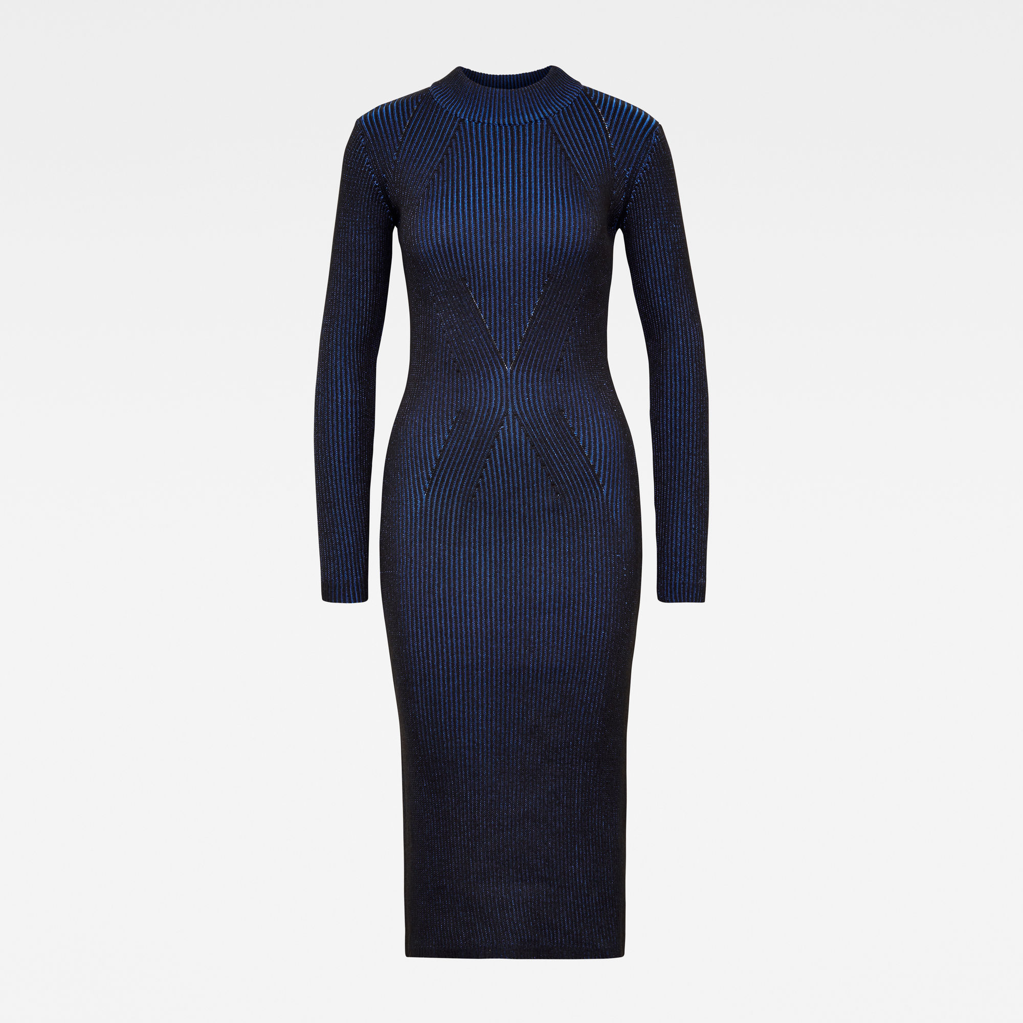 Plated Knitted Lynn Mock Slim Dress | Dark blue | G-Star RAW®