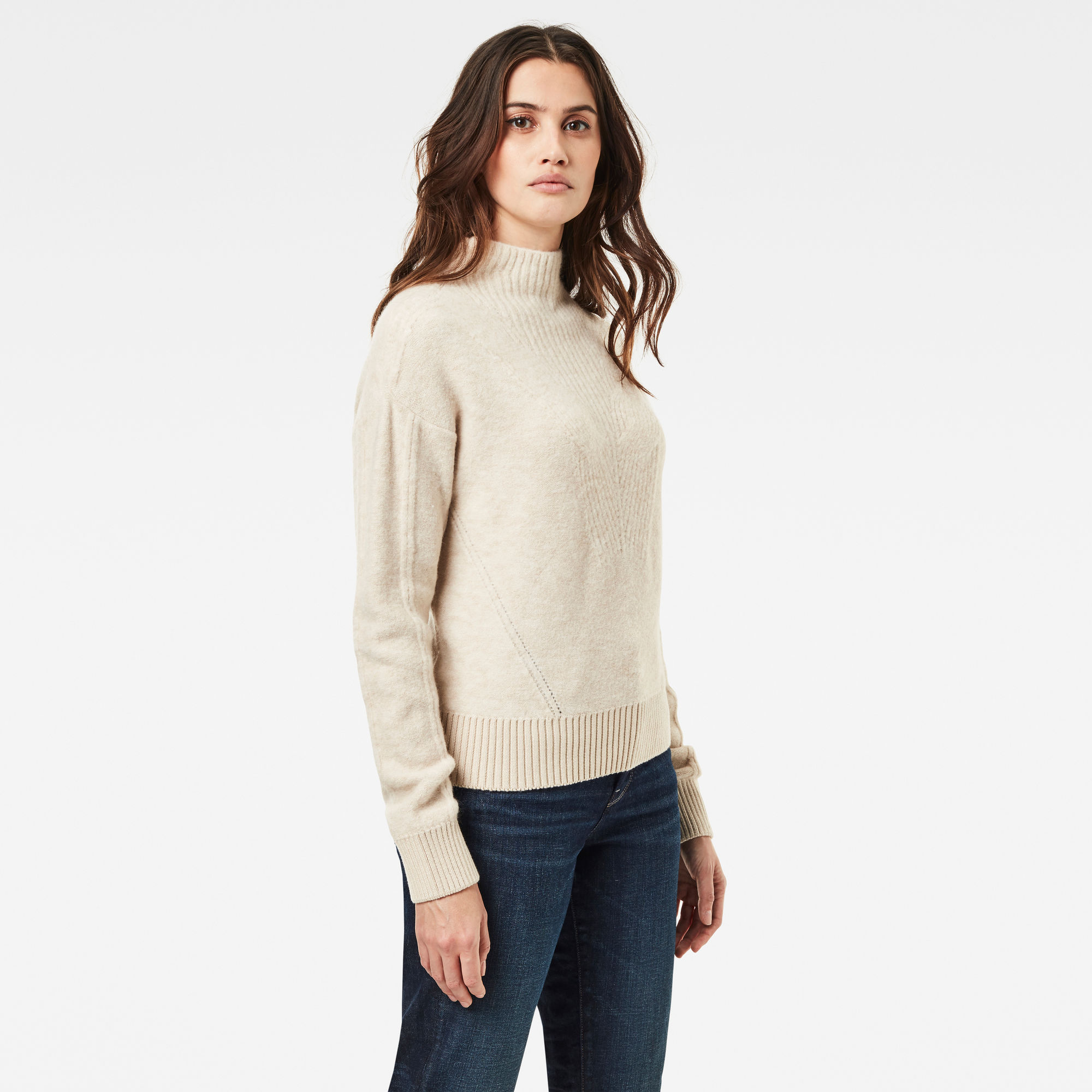 Utility Cable Mock Knitted Sweater | Beige | G-Star RAW®