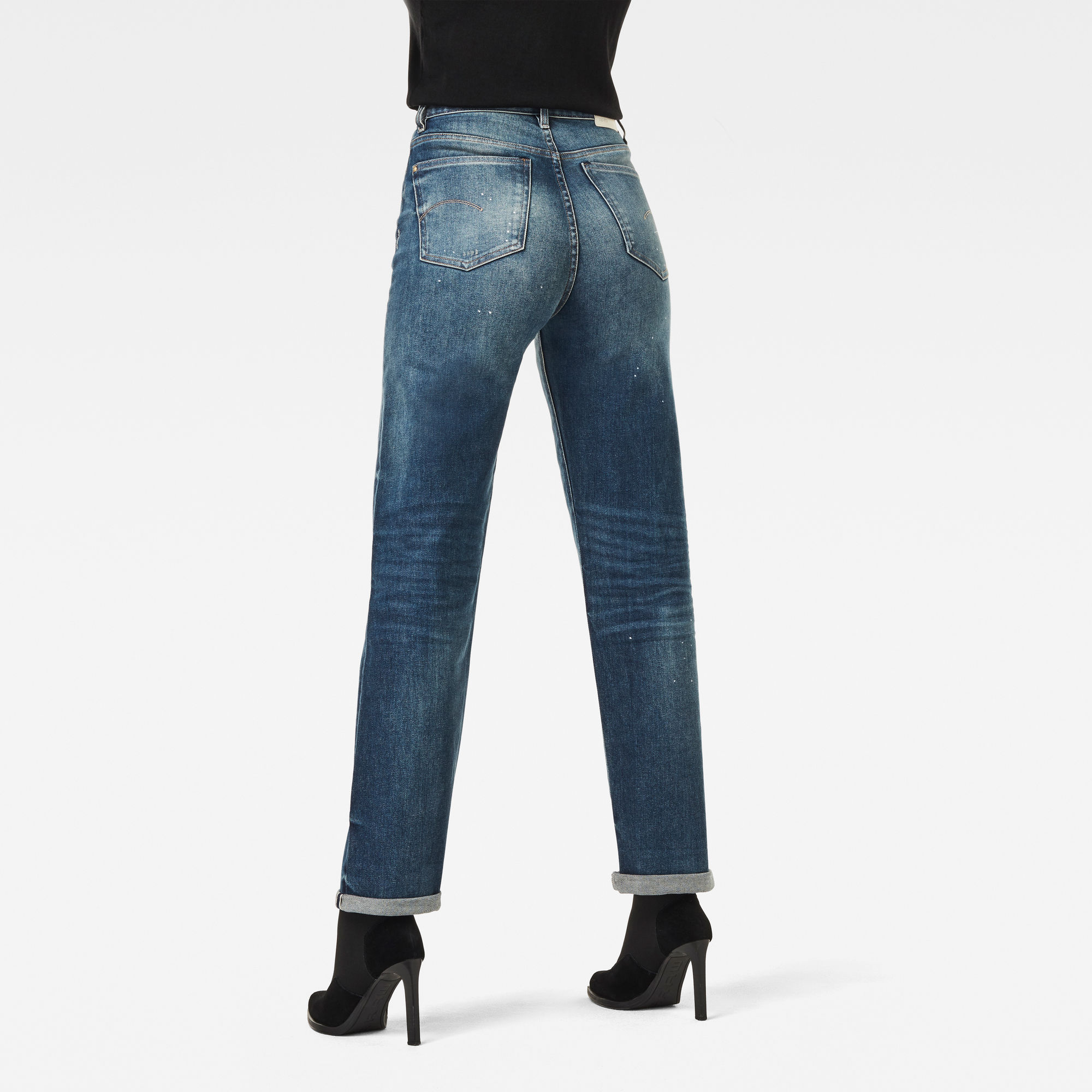 Tedie Ultra High Straight Turn Up Ankle Selvedge Jeans | G-Star RAW®