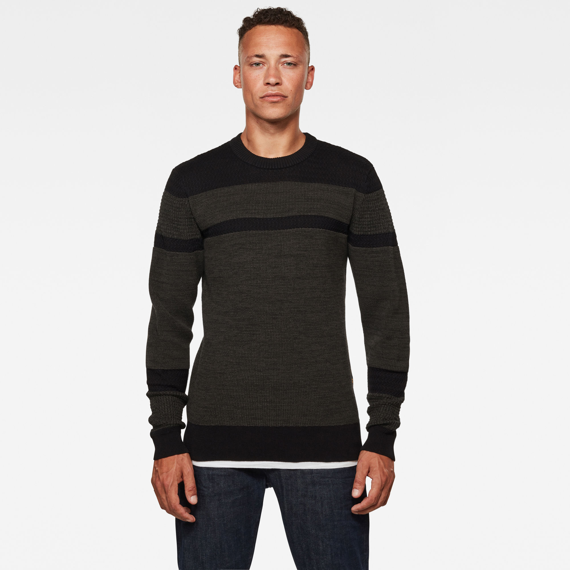 Structure Stripe R Knitted Sweater | Grey | G-Star RAW®