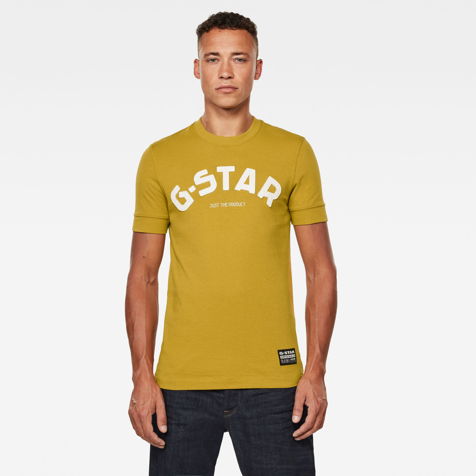 Felt Applique Logo Slim TShirt Green GStar RAW®