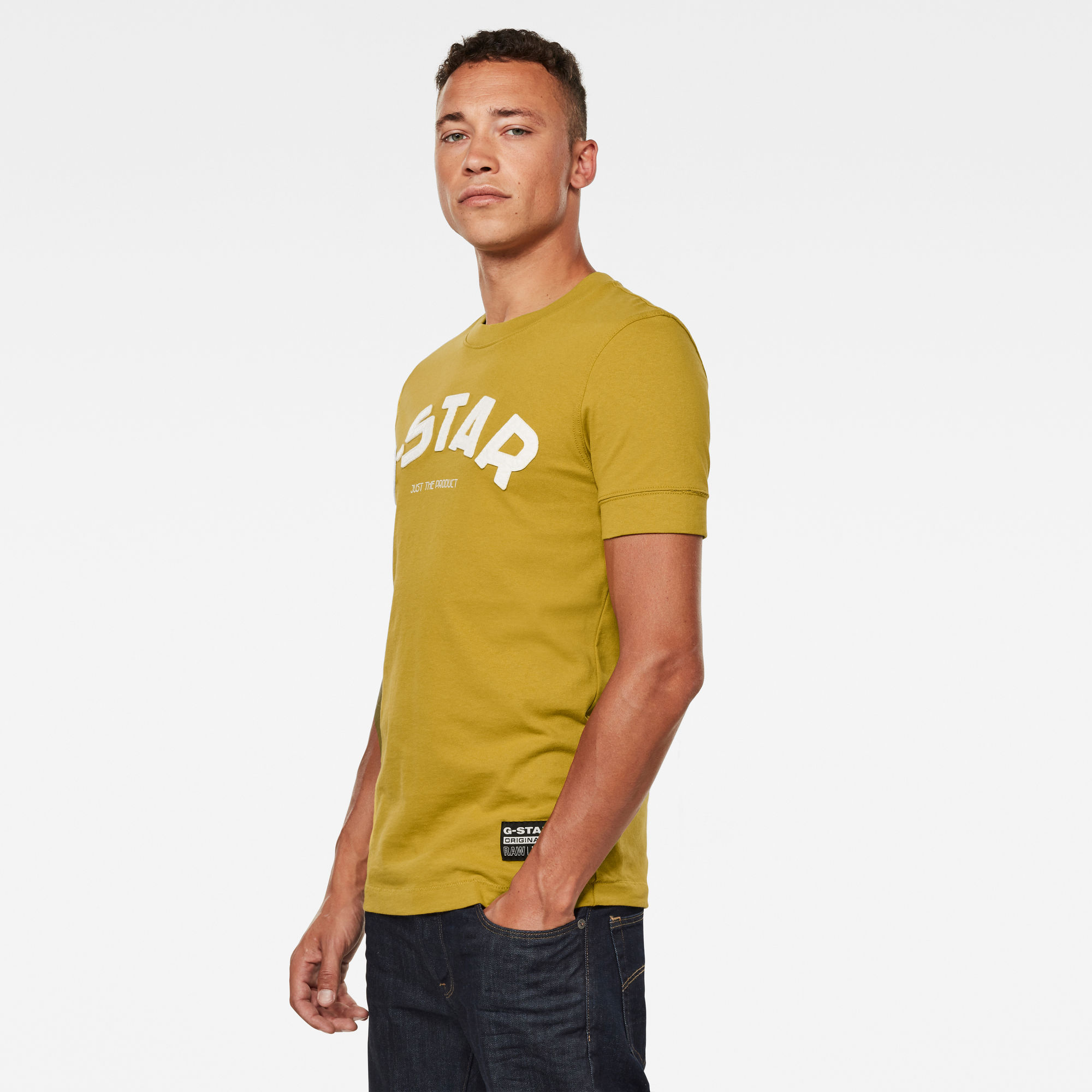 Felt Applique Logo Slim TShirt Green GStar RAW®