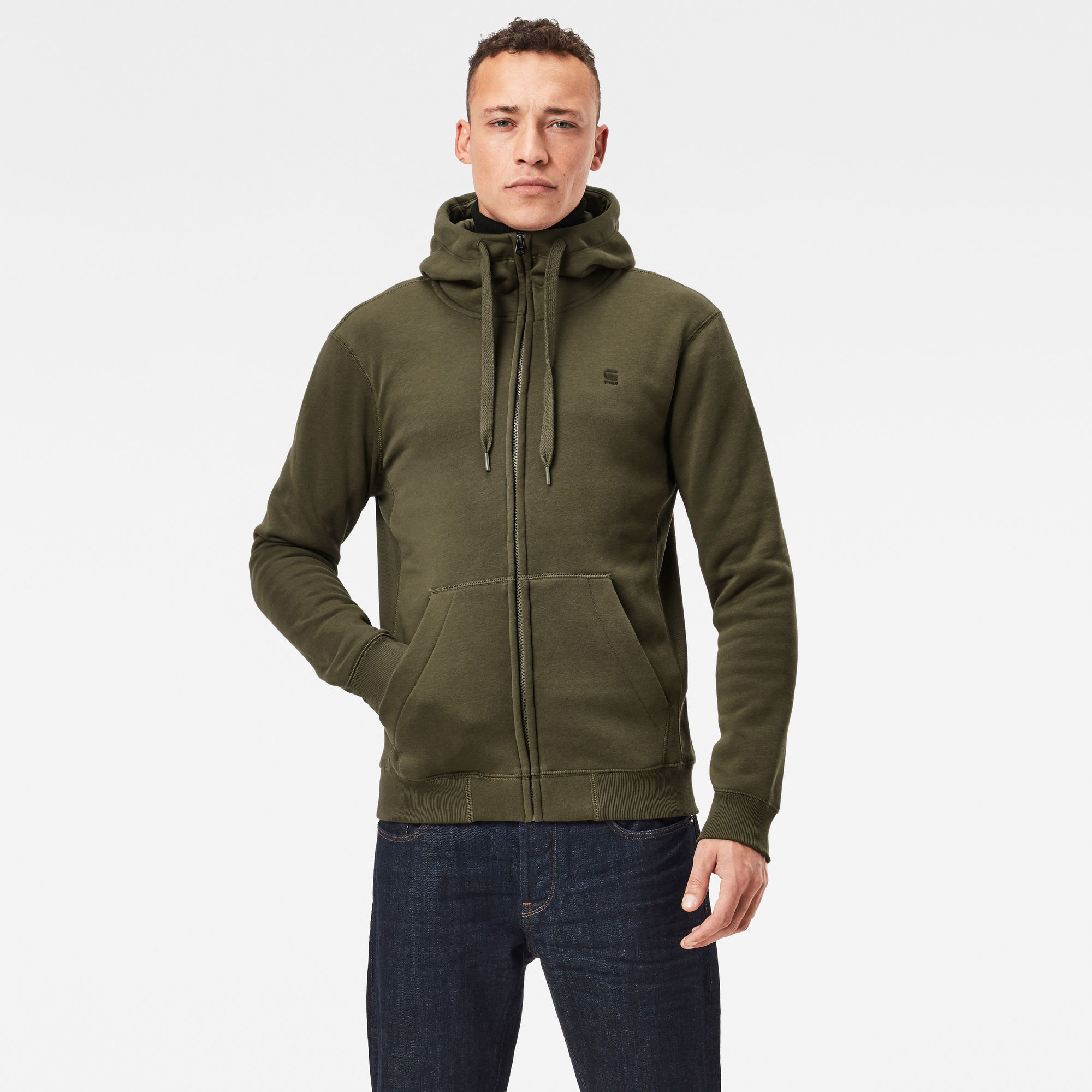 Premium Core Hoodie Met Rits | Groen | G-Star RAWÂ®