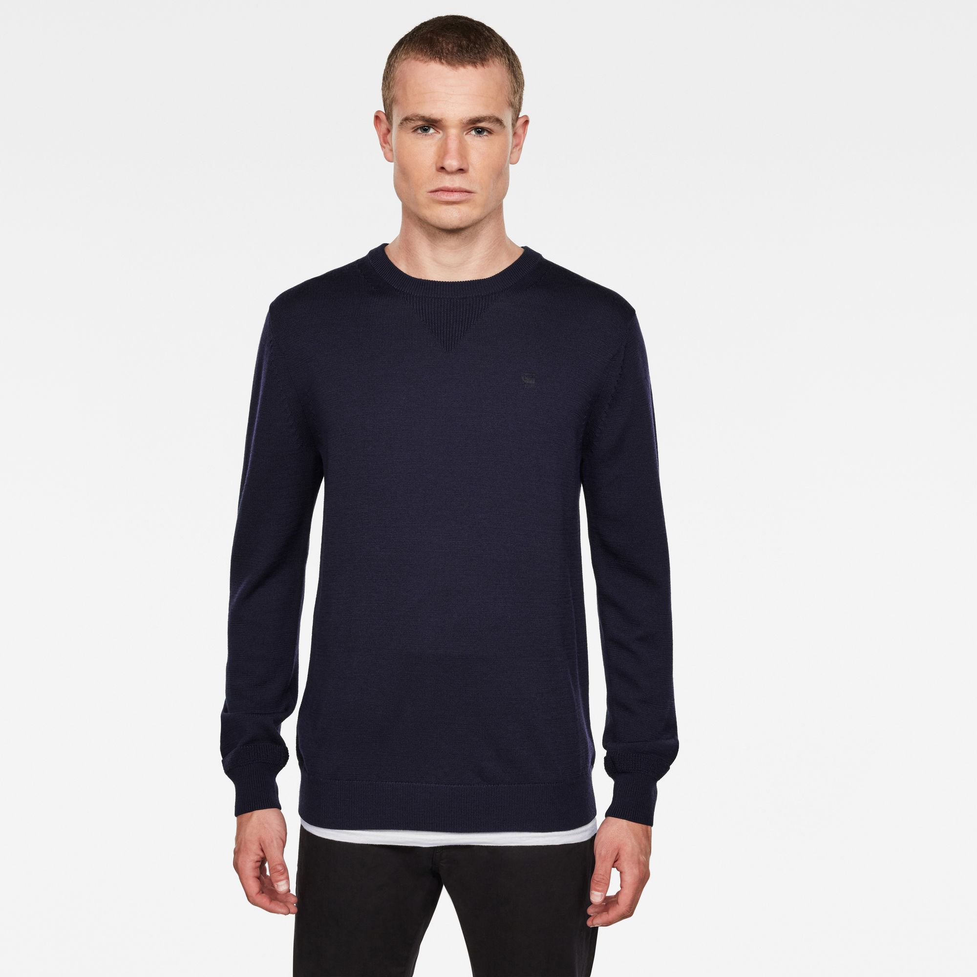 Premium Basic Knitted Sweater | Dark blue | G-Star RAW® FR