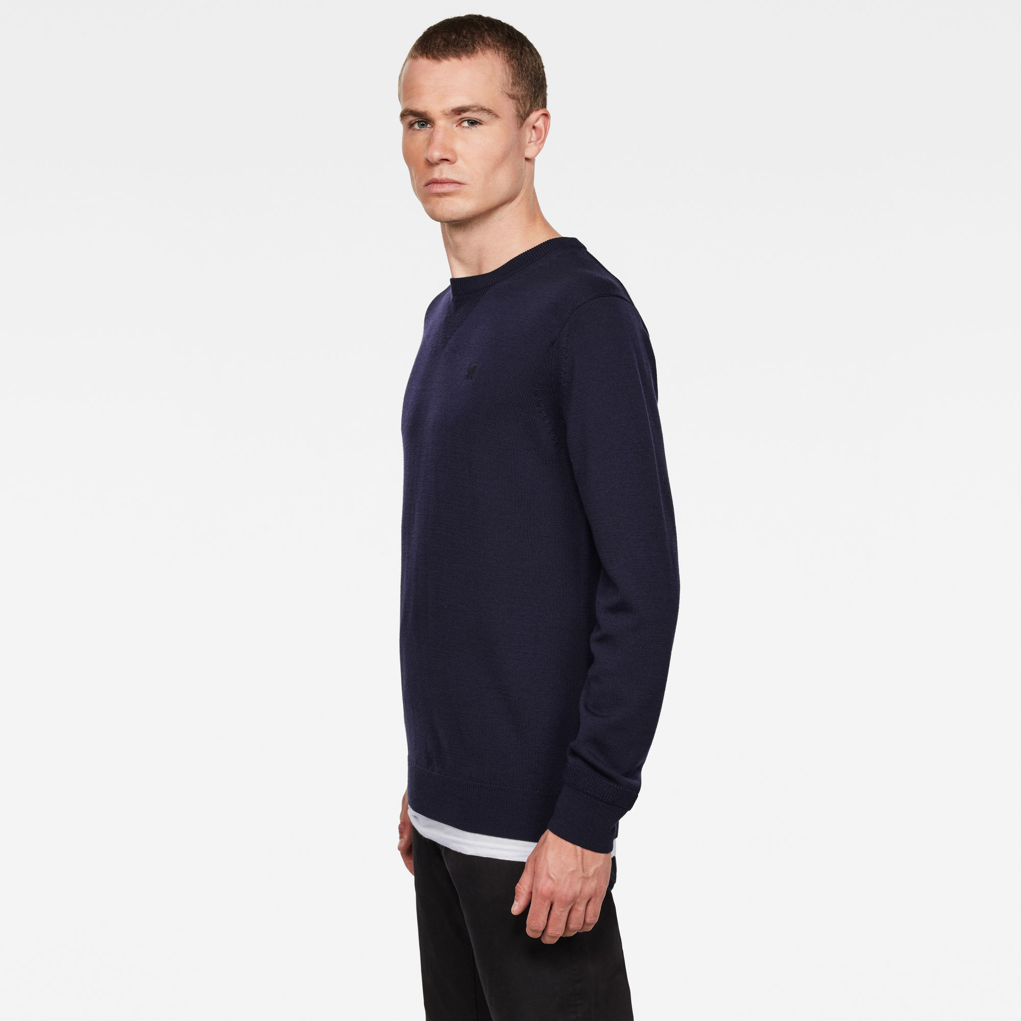 Premium Basic Knitted Sweater | Dark blue | G-Star RAW®