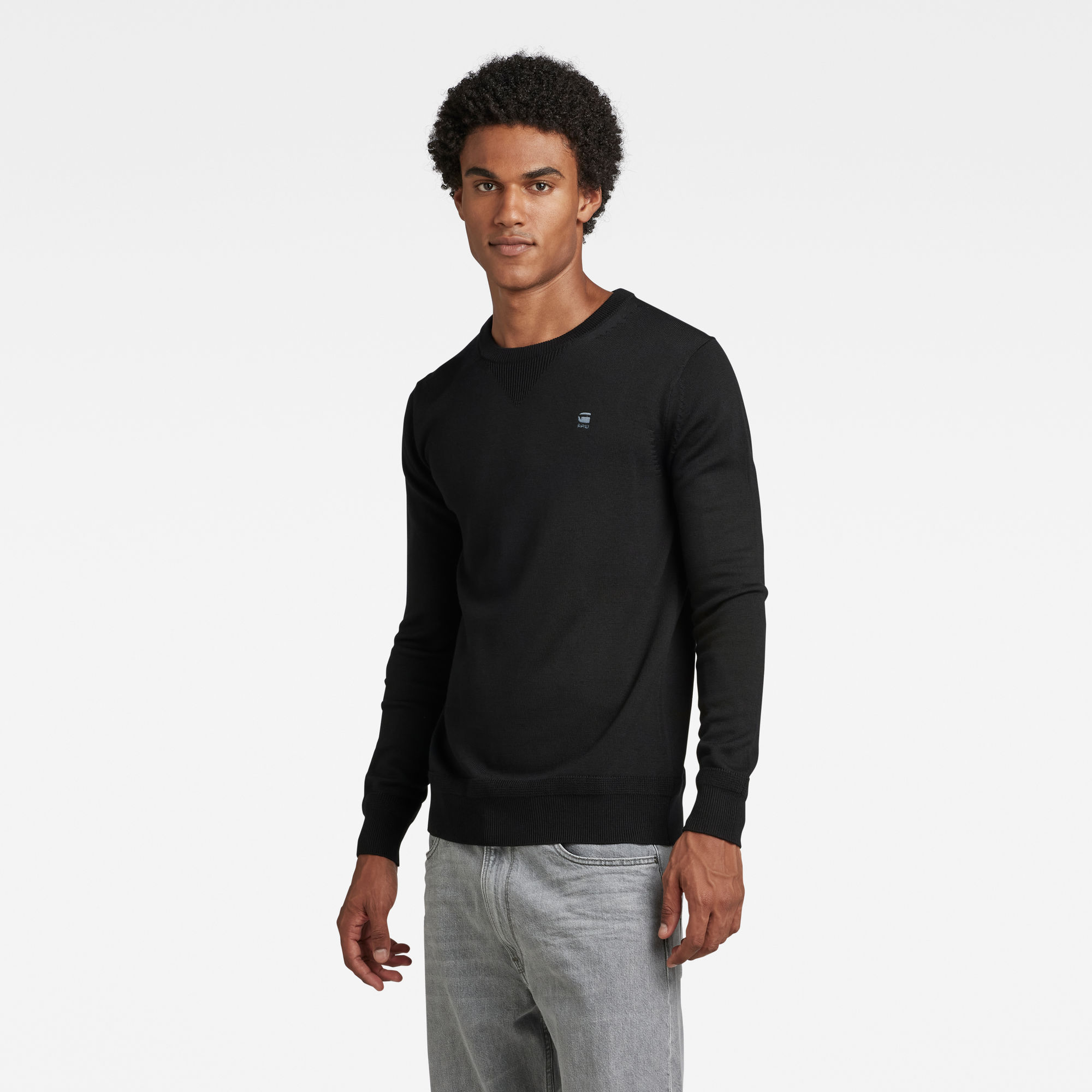 Premium Basic Knitted Sweater | Dark Black | G-Star RAW®