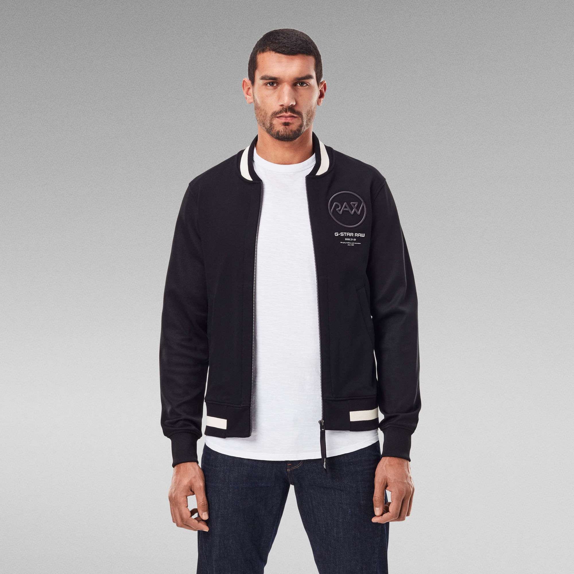 Baseball Zip Through Sweater ブラック GStar RAW®