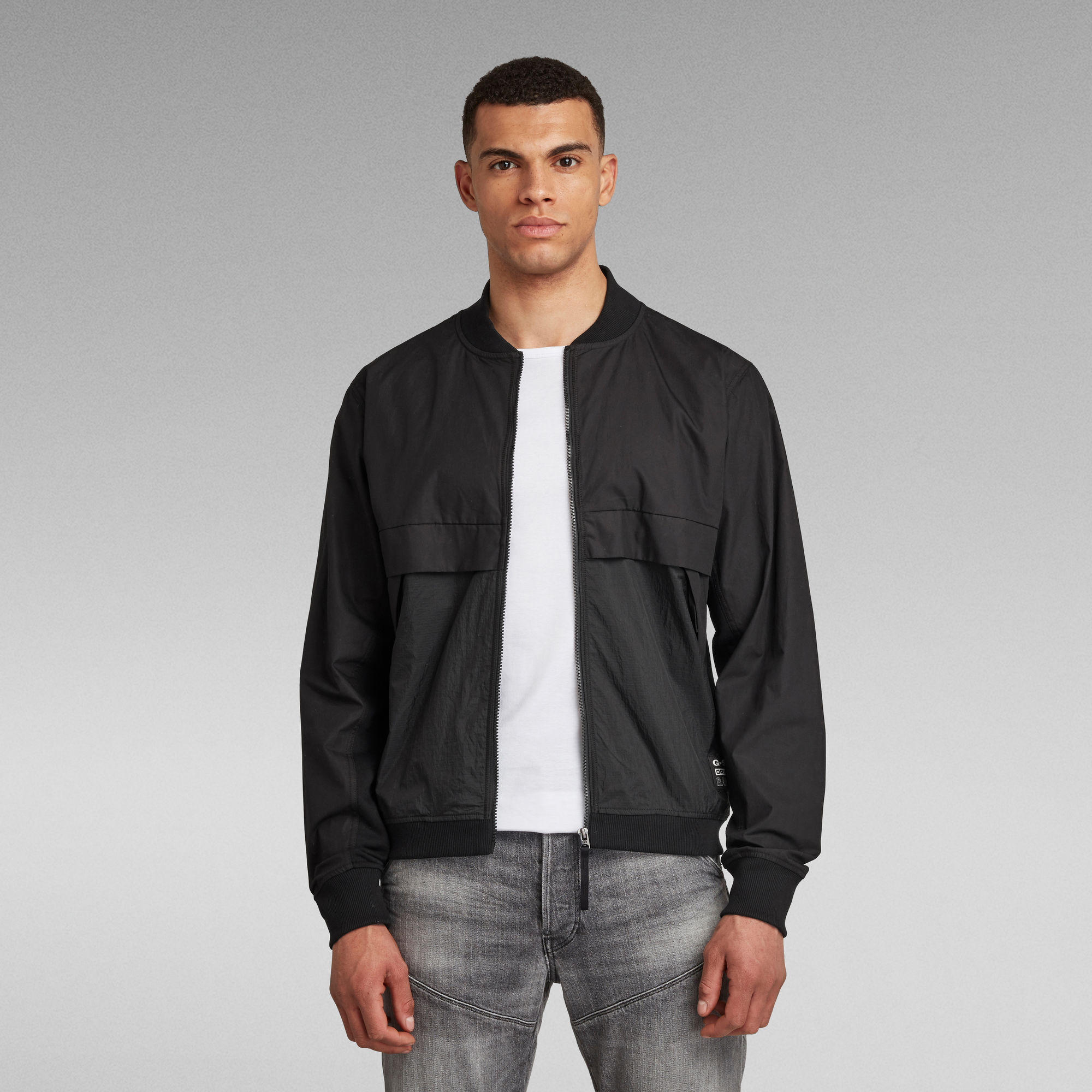 Mixed Woven Baseball Zip Through Sweater Black GStar RAW®