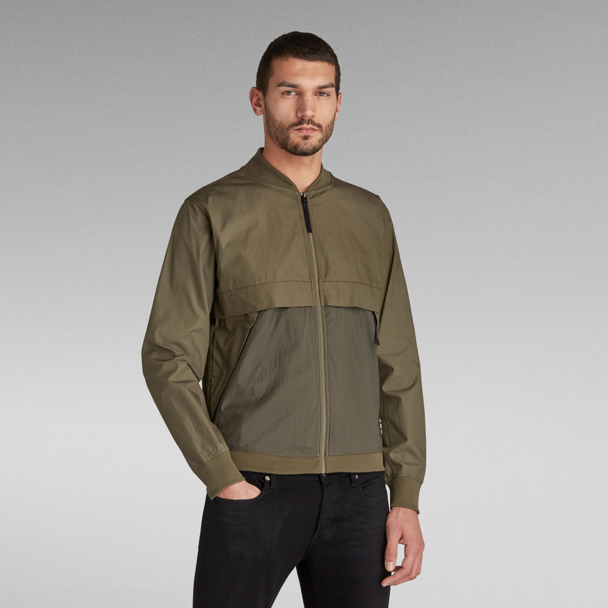 Mixed Woven Baseball Zip Through Sweater Green GStar RAW®