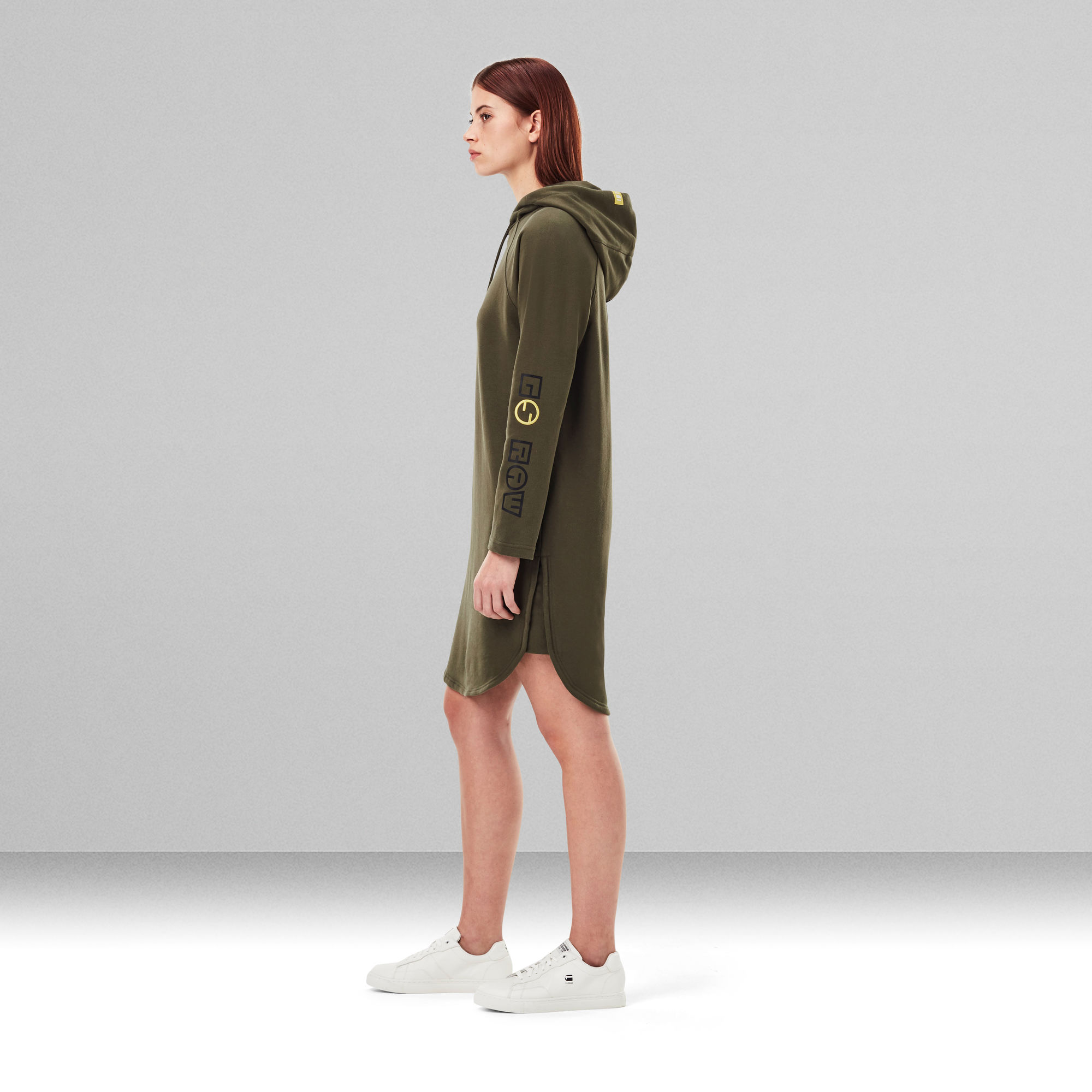 Sleeve Print Hooded Sweat Dress Green GStar RAW®