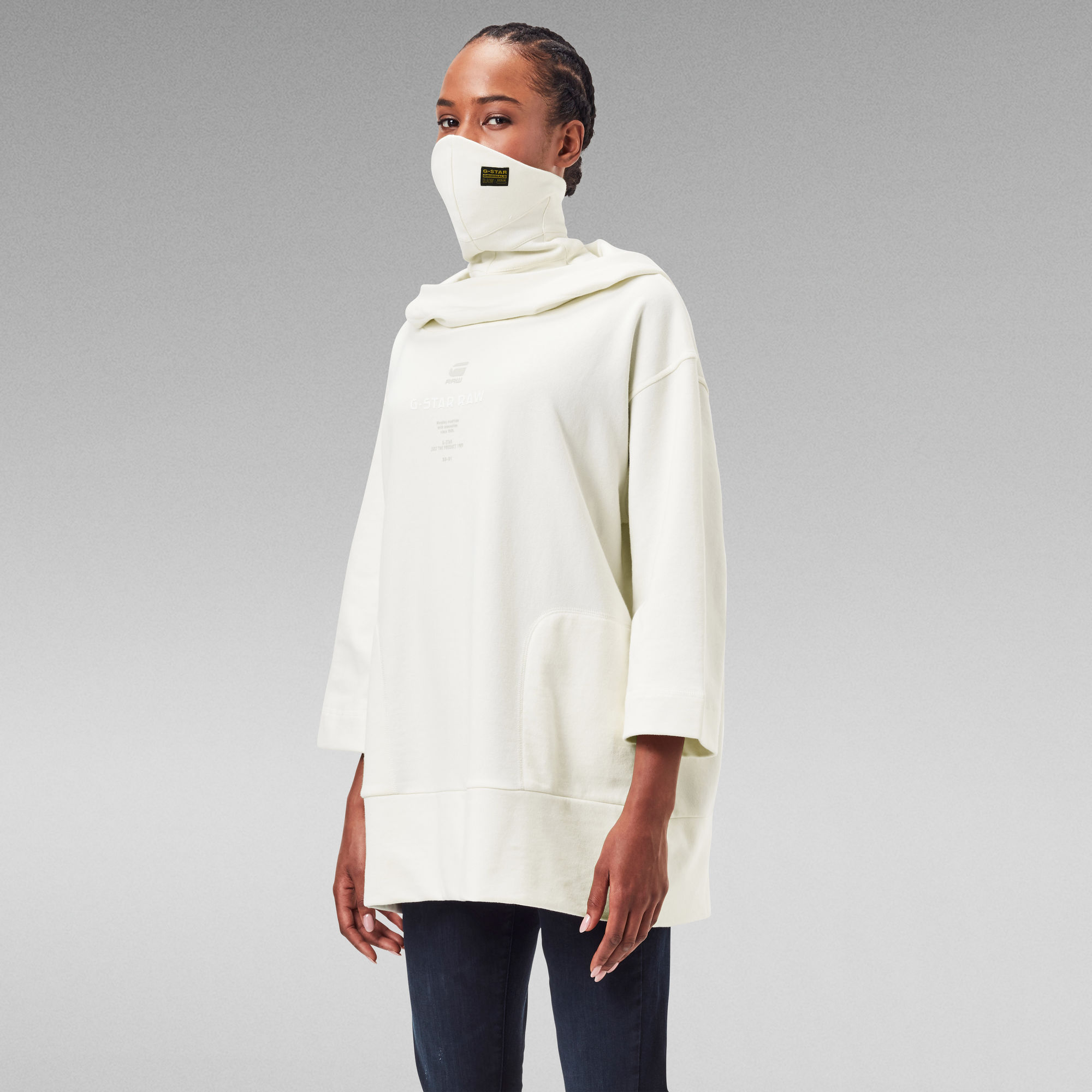 Oversized Hood Cover Sweater White GStar RAW®