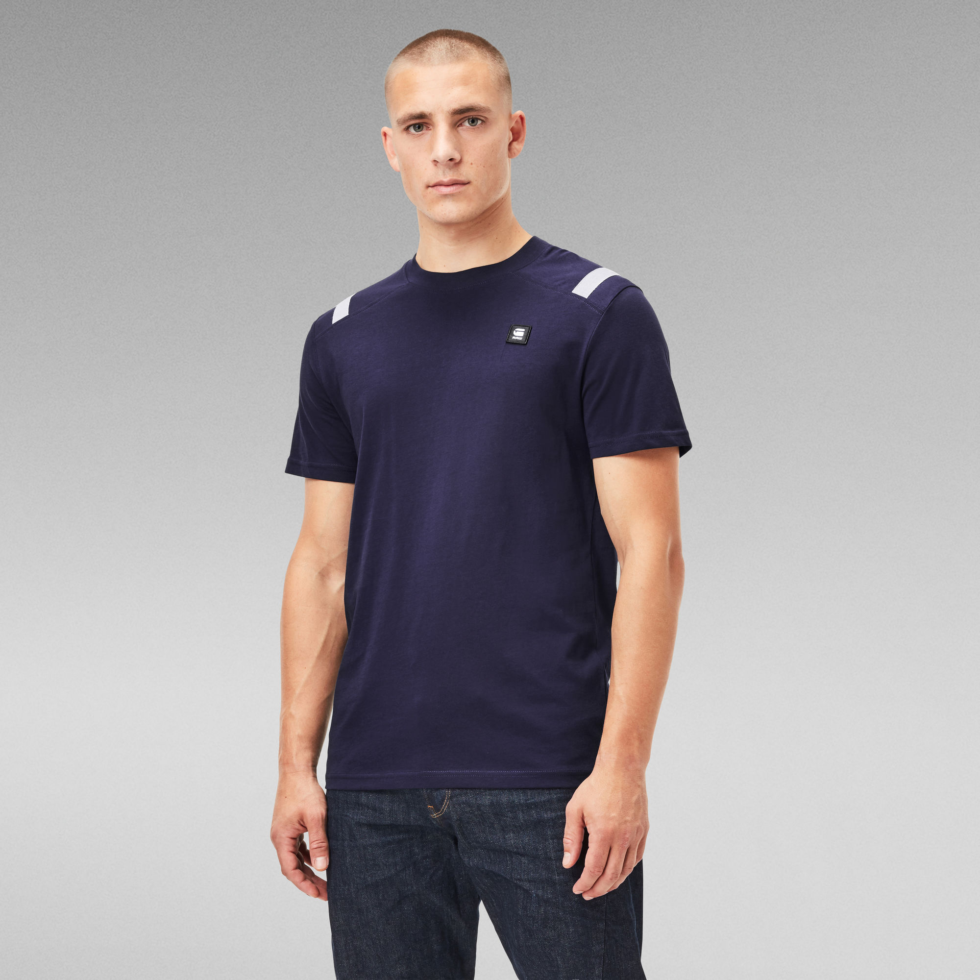 Shoulder Tape Reflective Logo T-Shirt | Dark blue | G-Star RAW® US