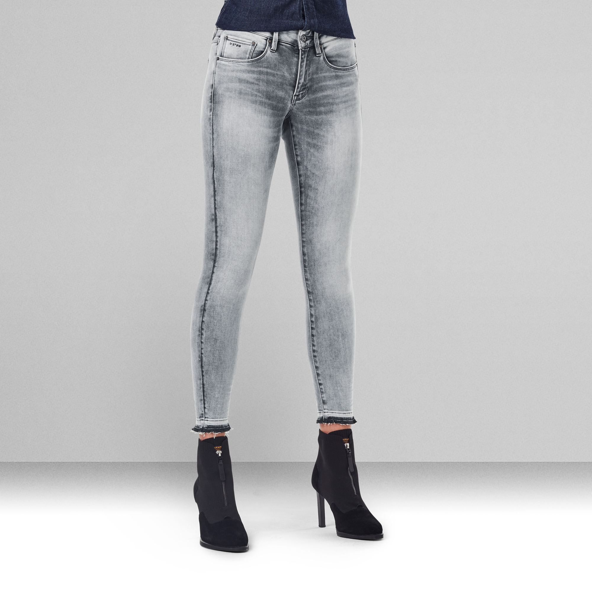 3301 Mid Skinny Ripped Edge Ankle Jeans | Grey | G-Star RAW® US